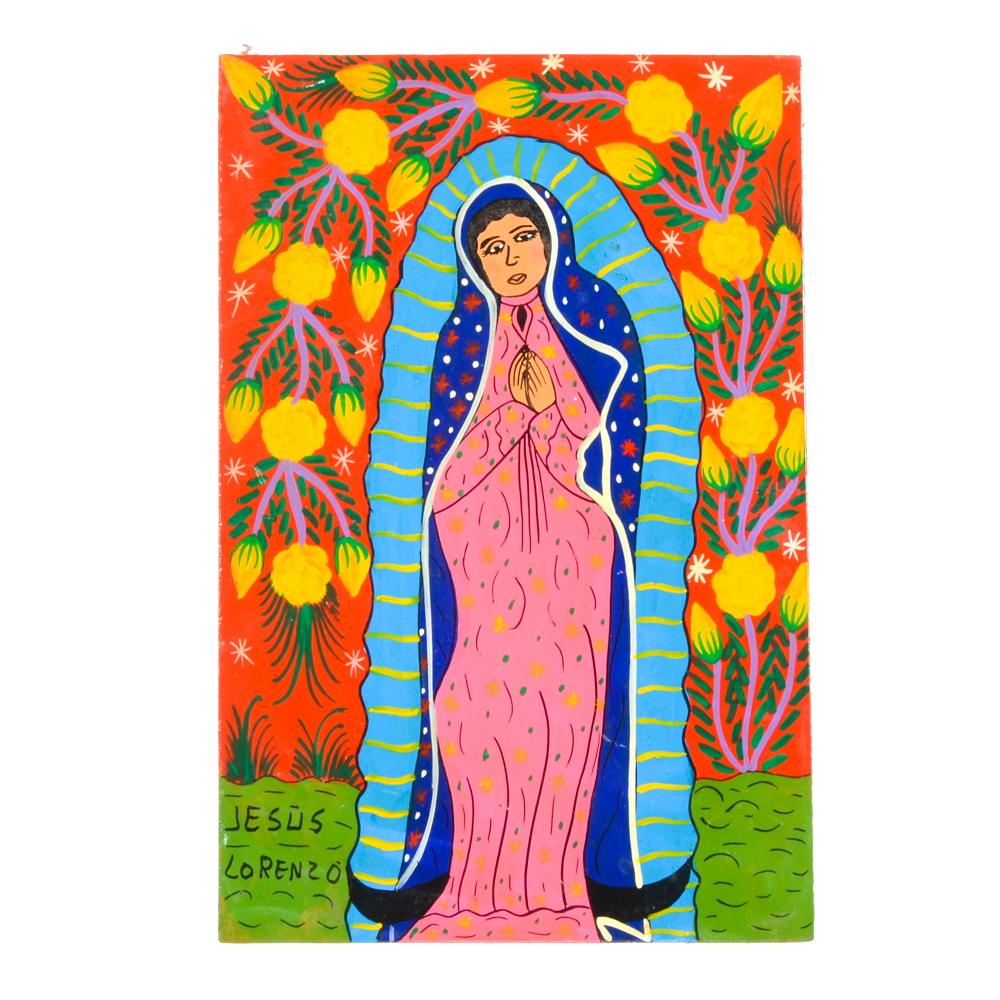Mexican Folk Art Painting of a Religious Figure