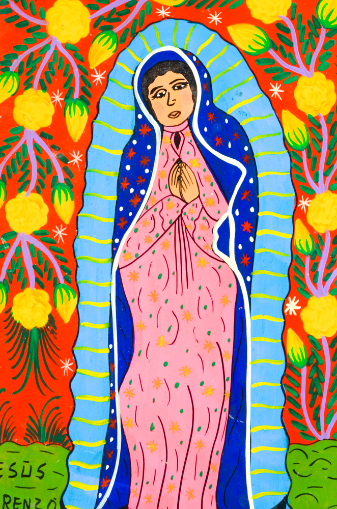 Mexican Folk Art Painting of a Religious Figure
