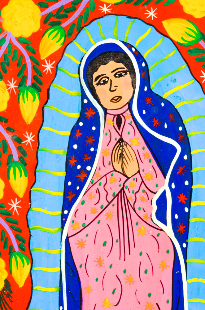 Mexican Folk Art Painting of a Religious Figure