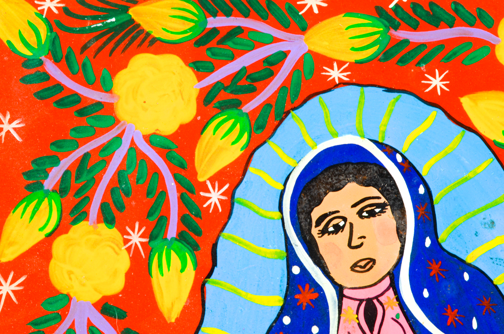 Mexican Folk Art Painting of a Religious Figure
