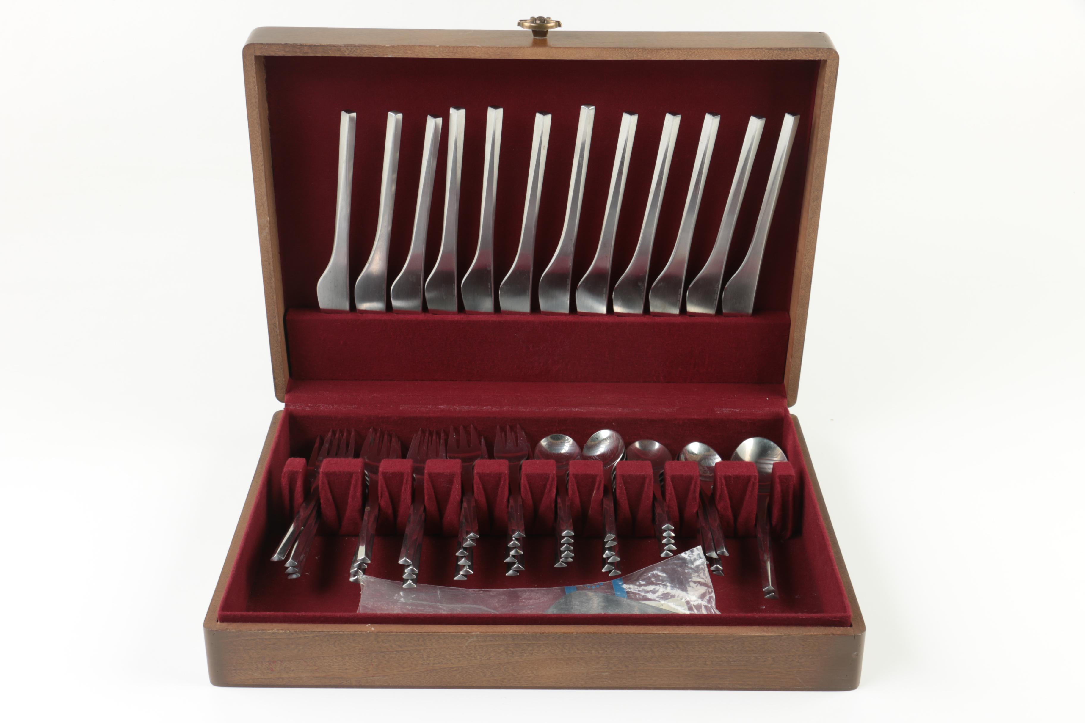 Georg Jensen "Prism" Danish Modern Stainless Steel Flatware Set
