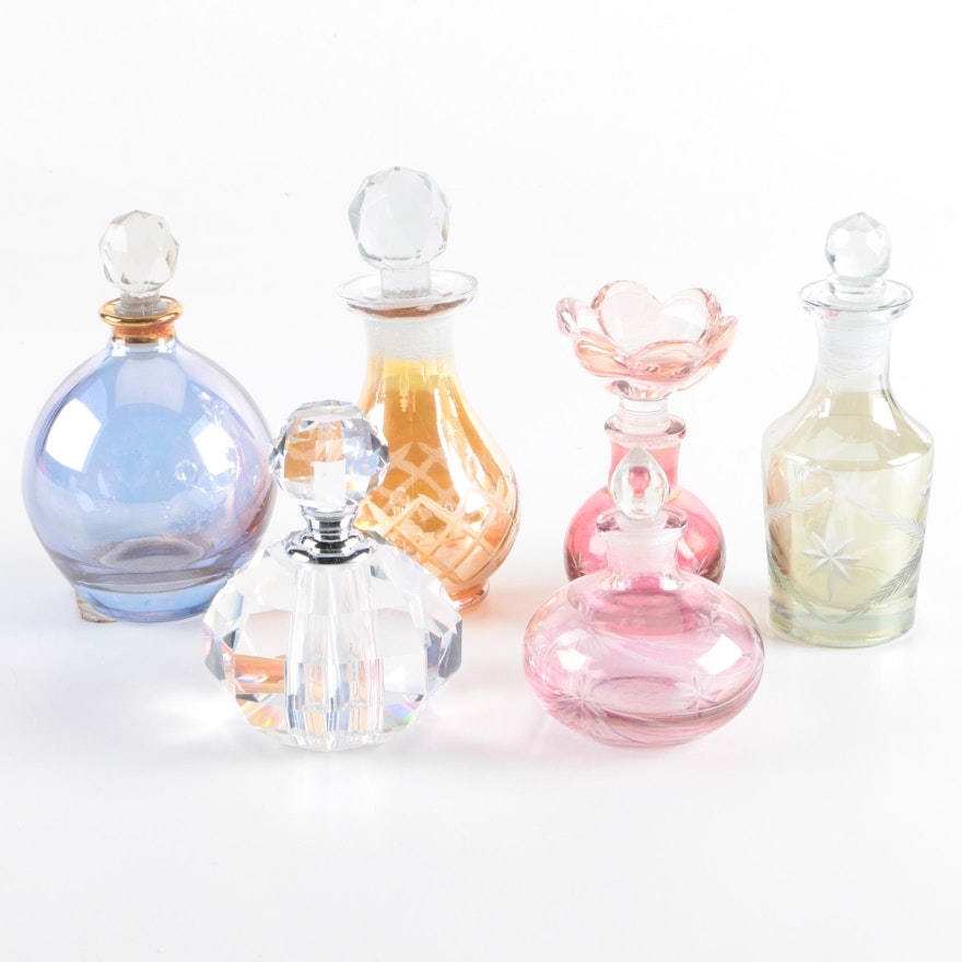 Crystal and Etched Glass Perfume Bottles