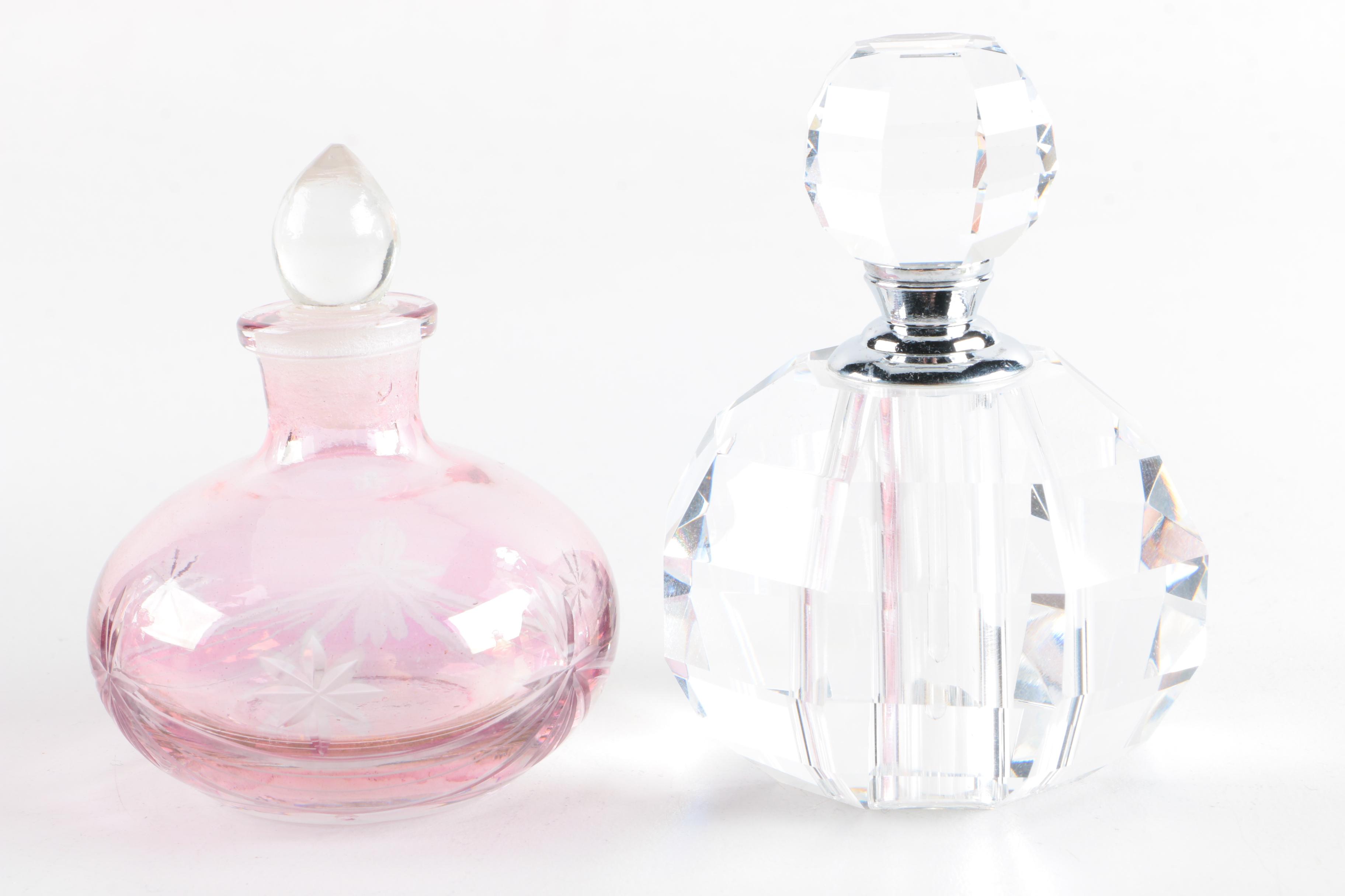 Crystal and Etched Glass Perfume Bottles
