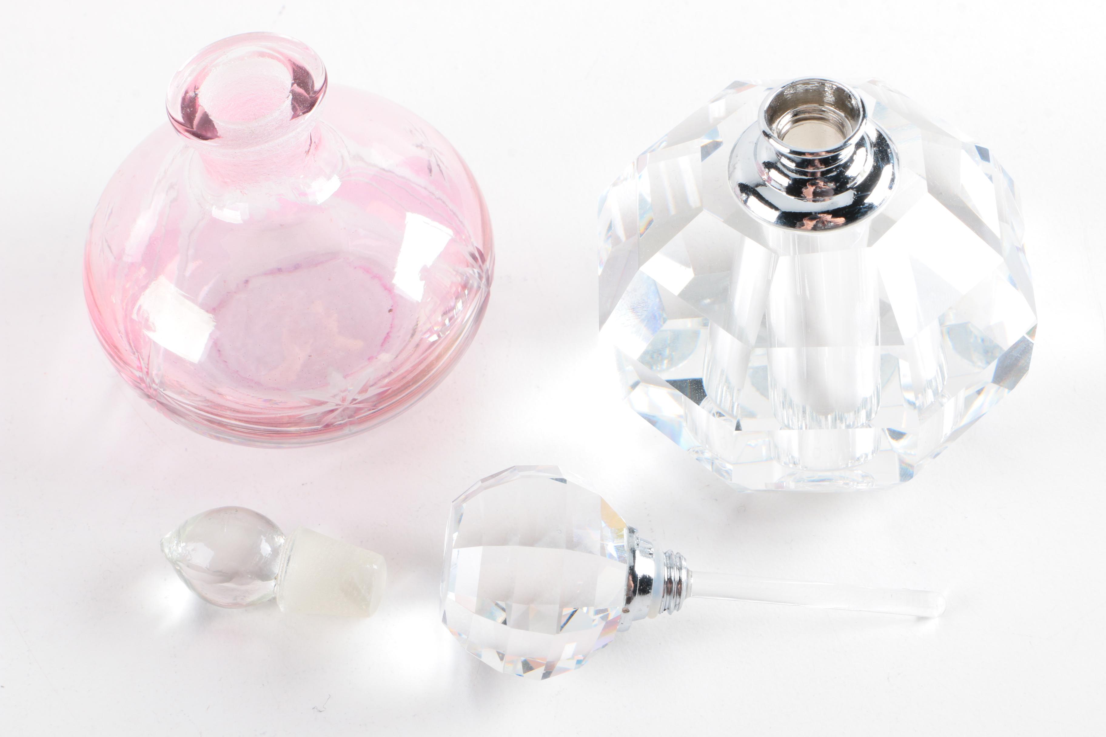 Crystal and Etched Glass Perfume Bottles