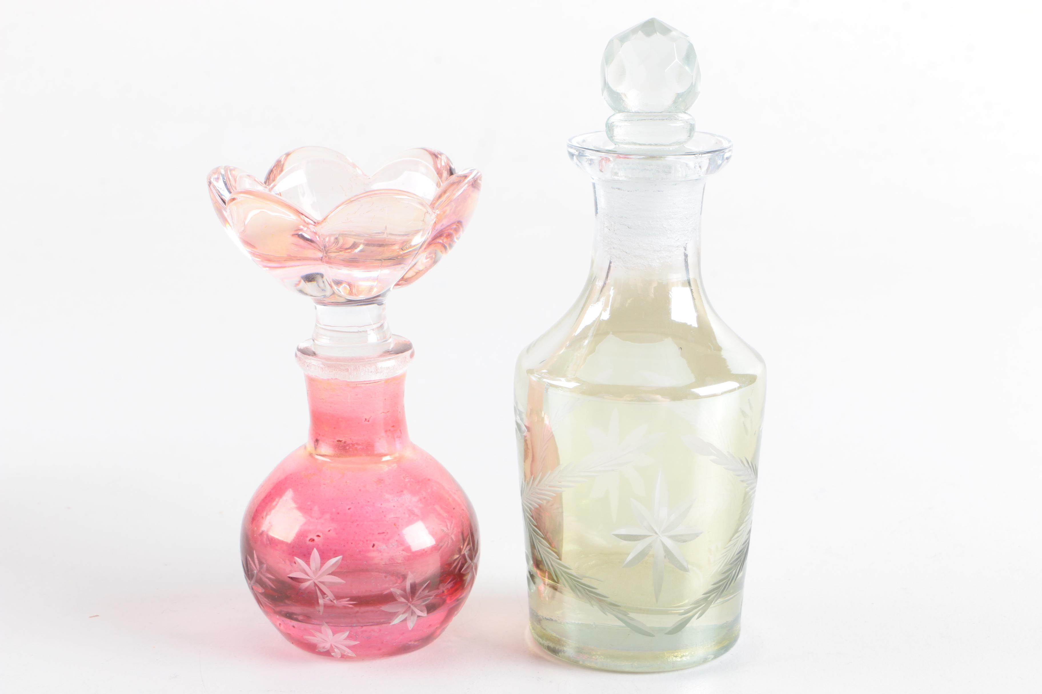 Crystal and Etched Glass Perfume Bottles