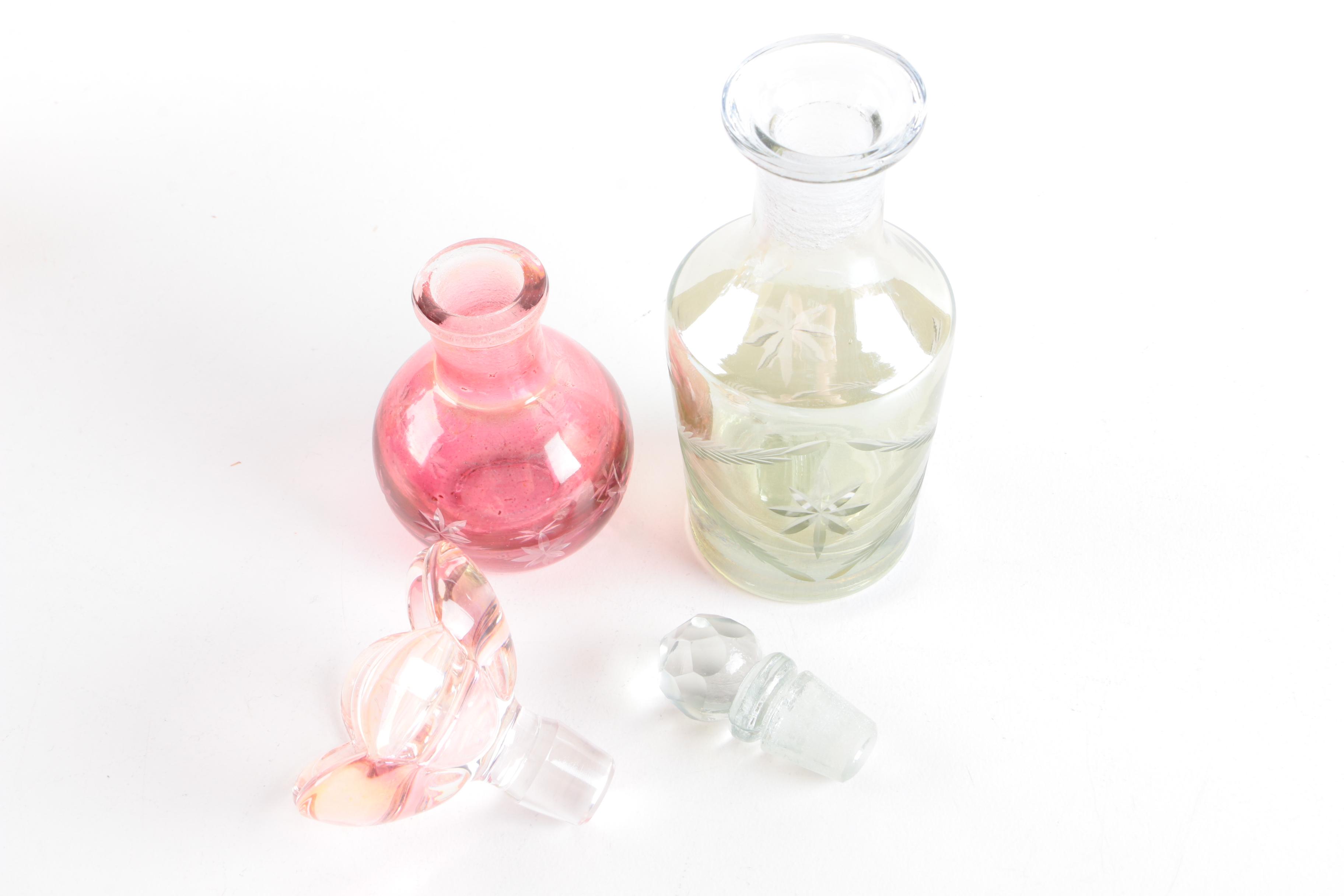 Crystal and Etched Glass Perfume Bottles