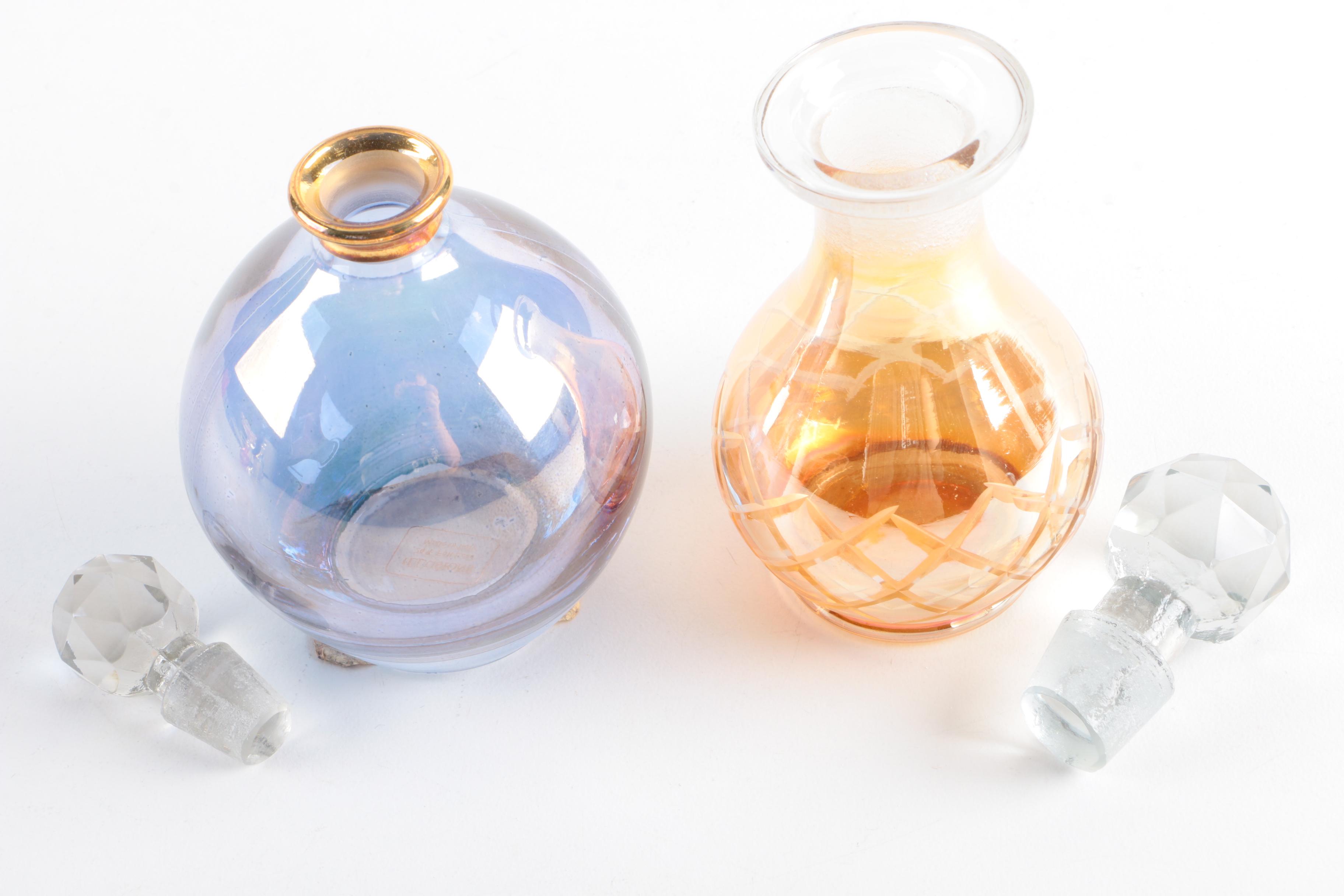 Crystal and Etched Glass Perfume Bottles