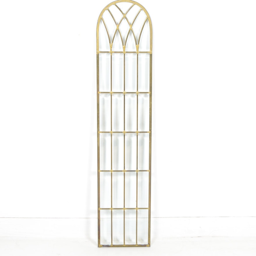 Brass and Beveled Glass Arched Panel