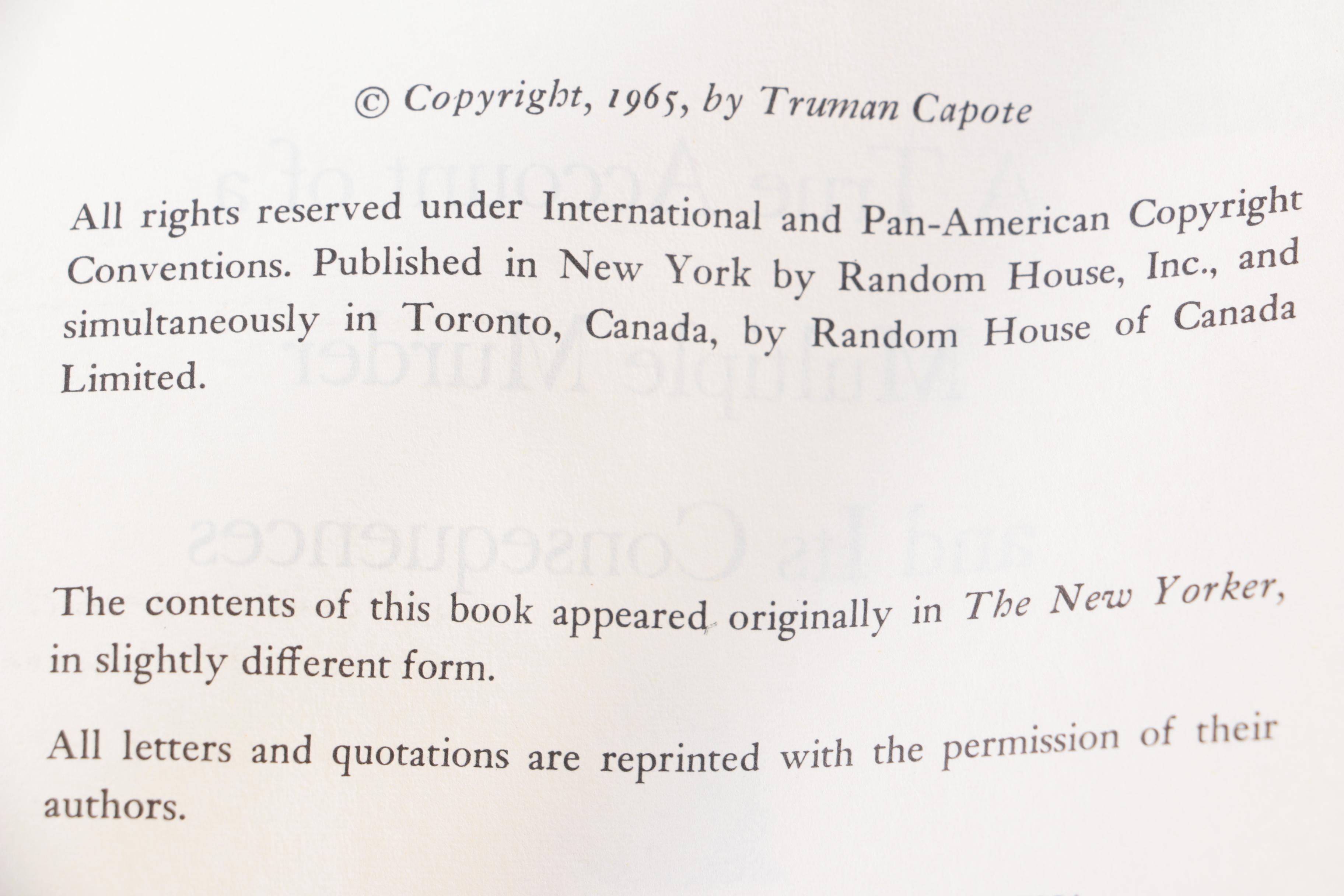 1966 "In Cold Blood" by Truman Capote