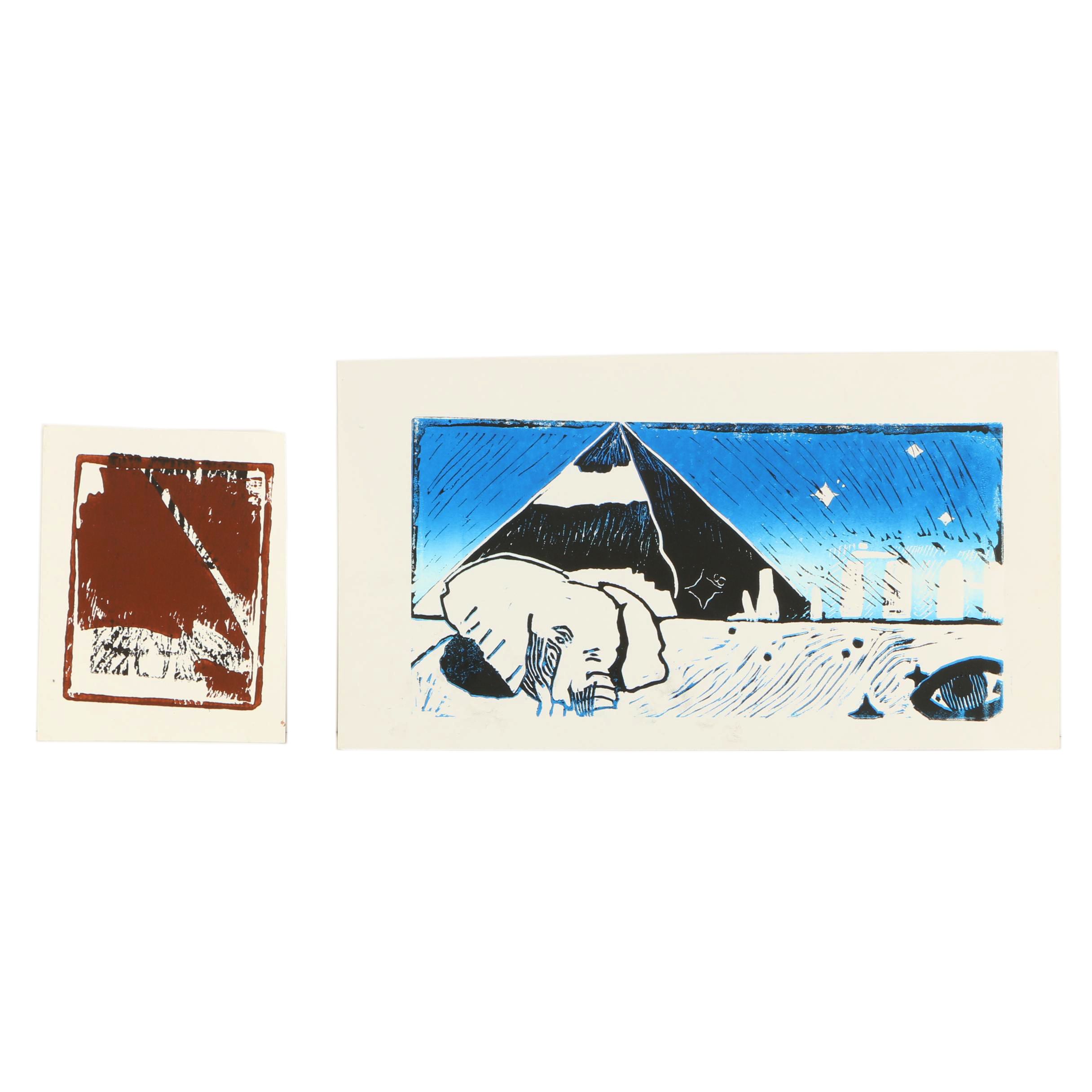 Abstract Relief Prints Featuring Elephant