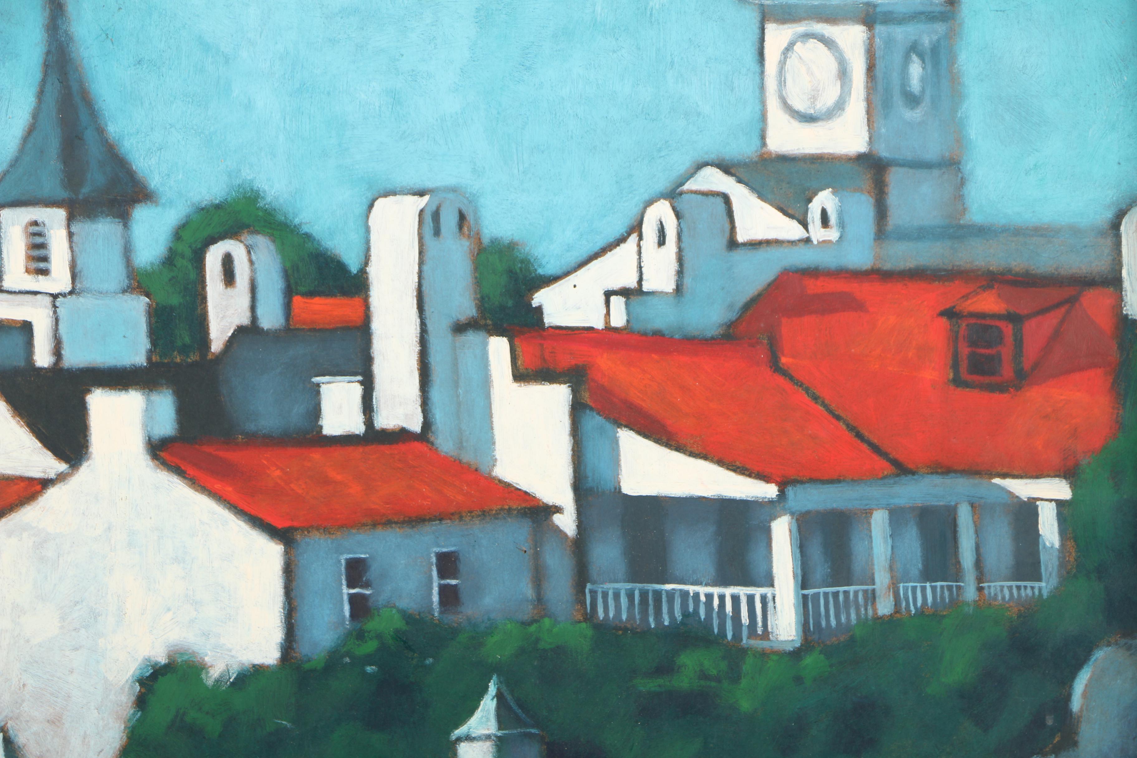 Vernon Rader Oil on Board Townscape Painting