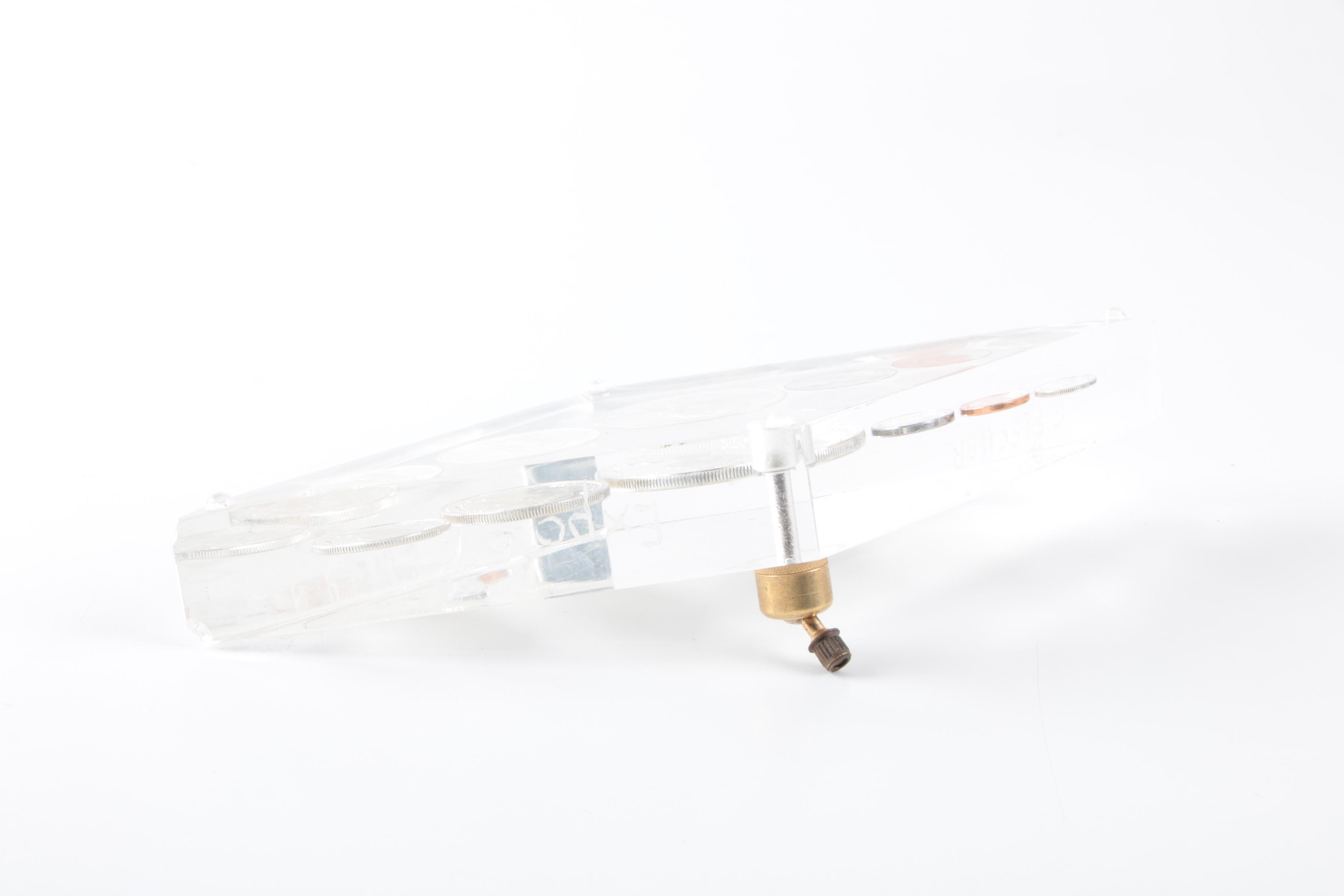 Vintage Acrylic Pen Stand with Embedded Canadian Coins