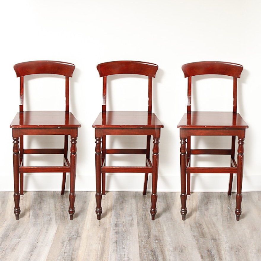 Three Walnut Finished Bar Stools