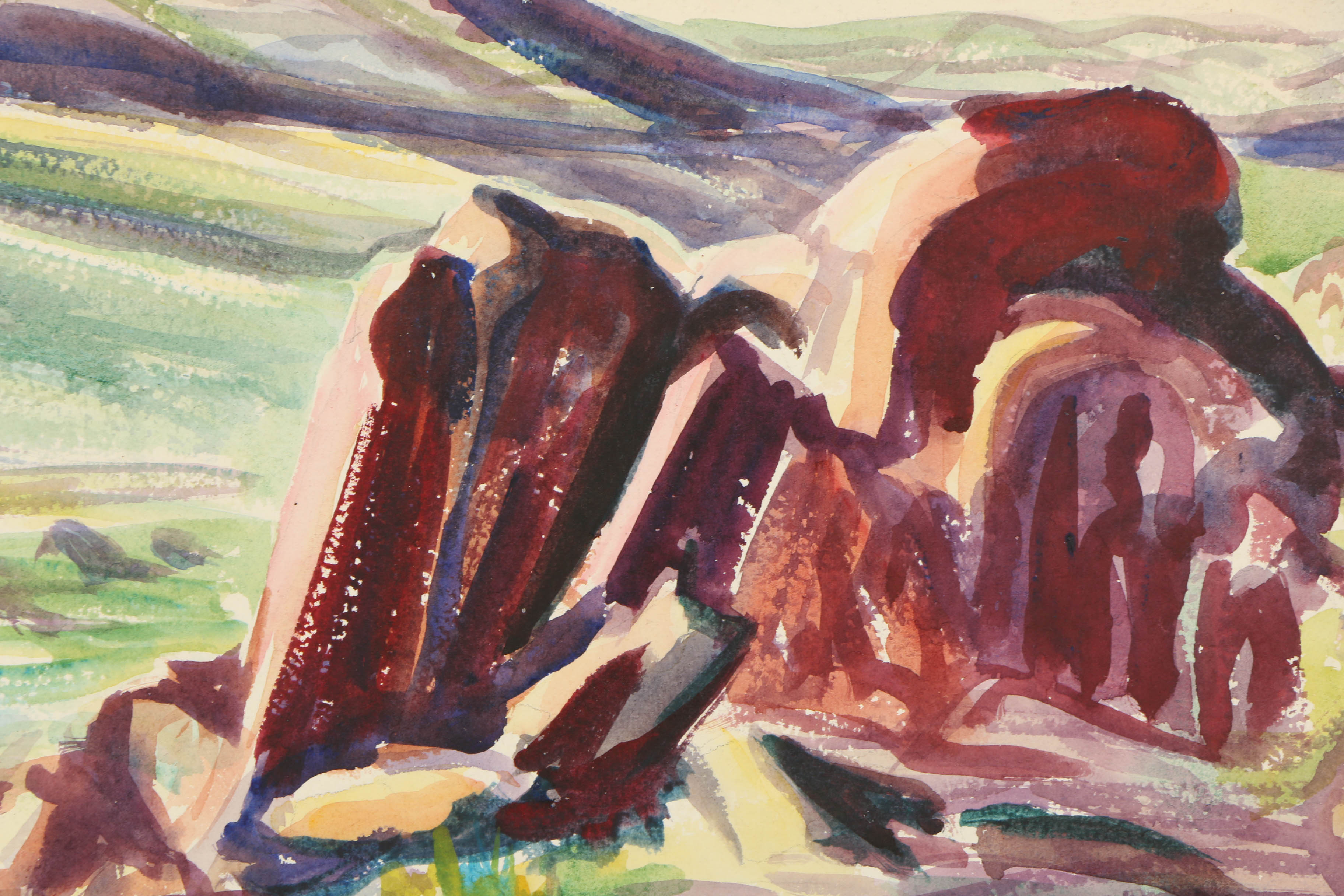 Edna Martin Watercolor Painting "Red Rock Wyoming"