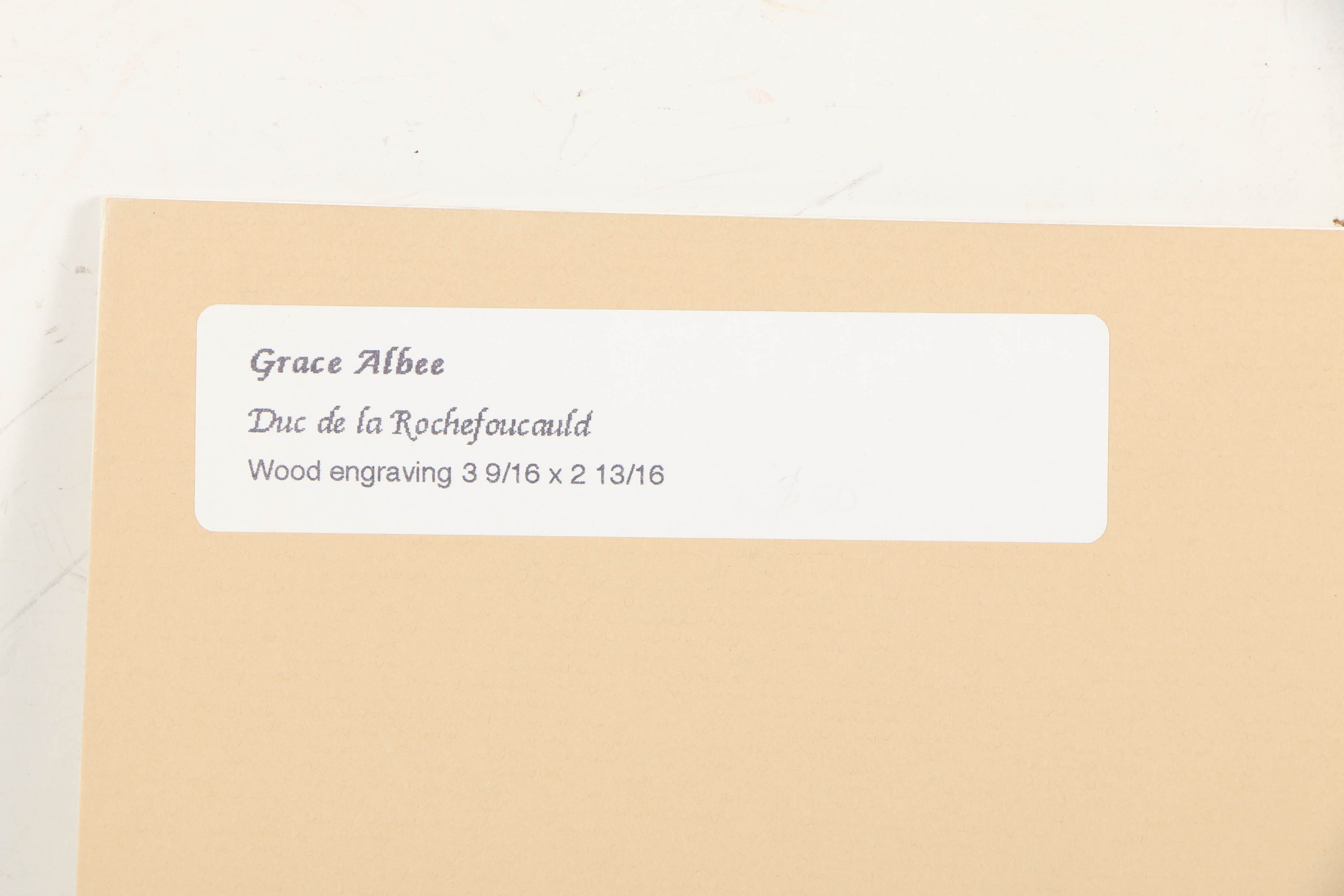 Grace Albee Wood Engraving "Duc de la Rochefoucauld"