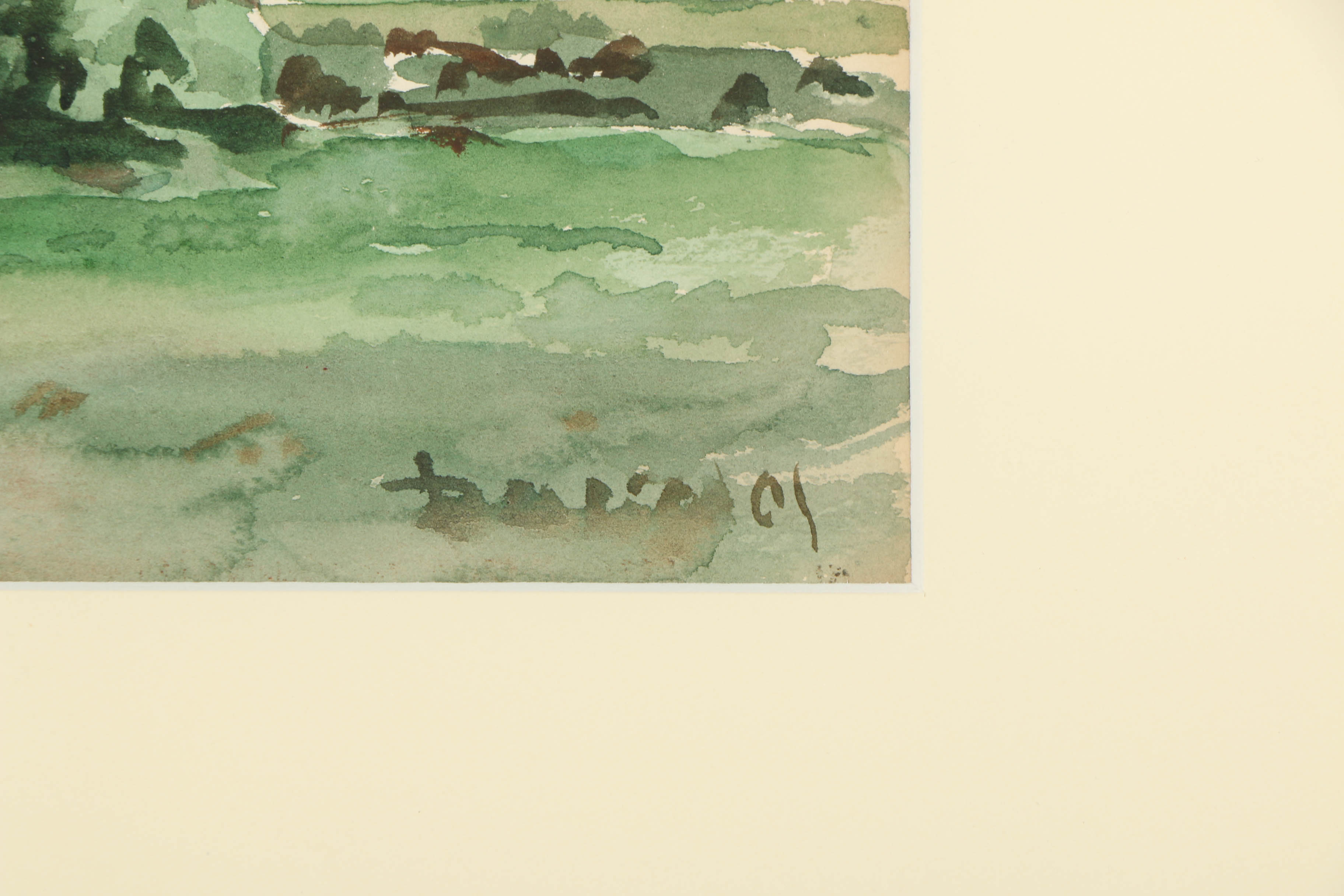 PRIORITY-Arthur Douglas Watercolor Painting "Across the Water II"