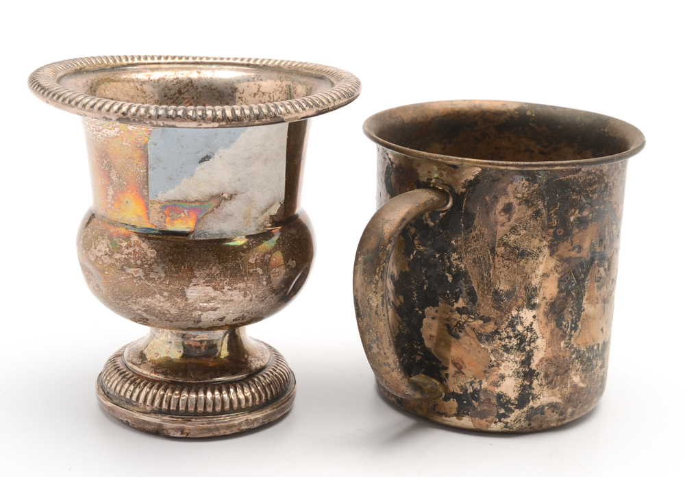 Preisner Weighted Sterling Toothpick Holder and Towle Sterling Baby Cup