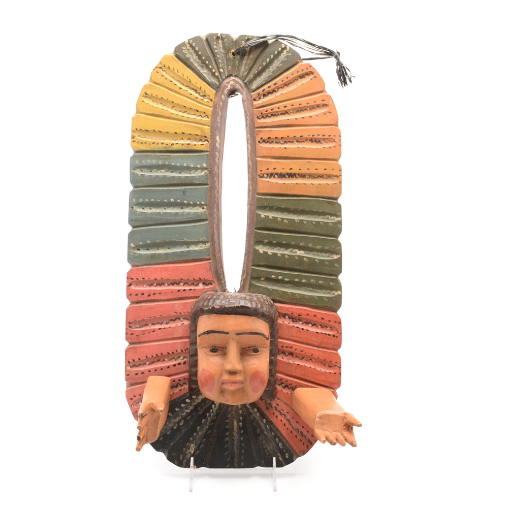 Guatemalan Carved Wooden Folk Art Wall Hanging