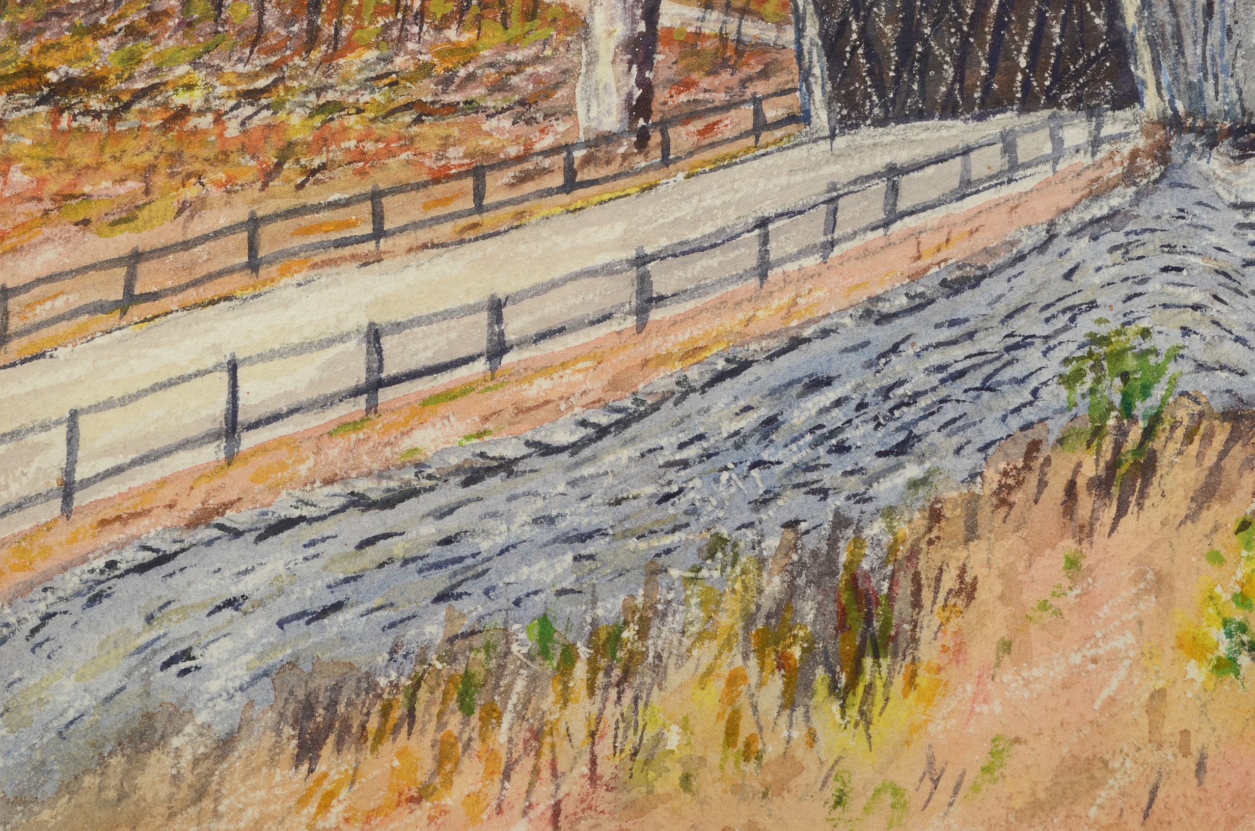 John Glancy 1963 Watercolor of A Covered Bridge