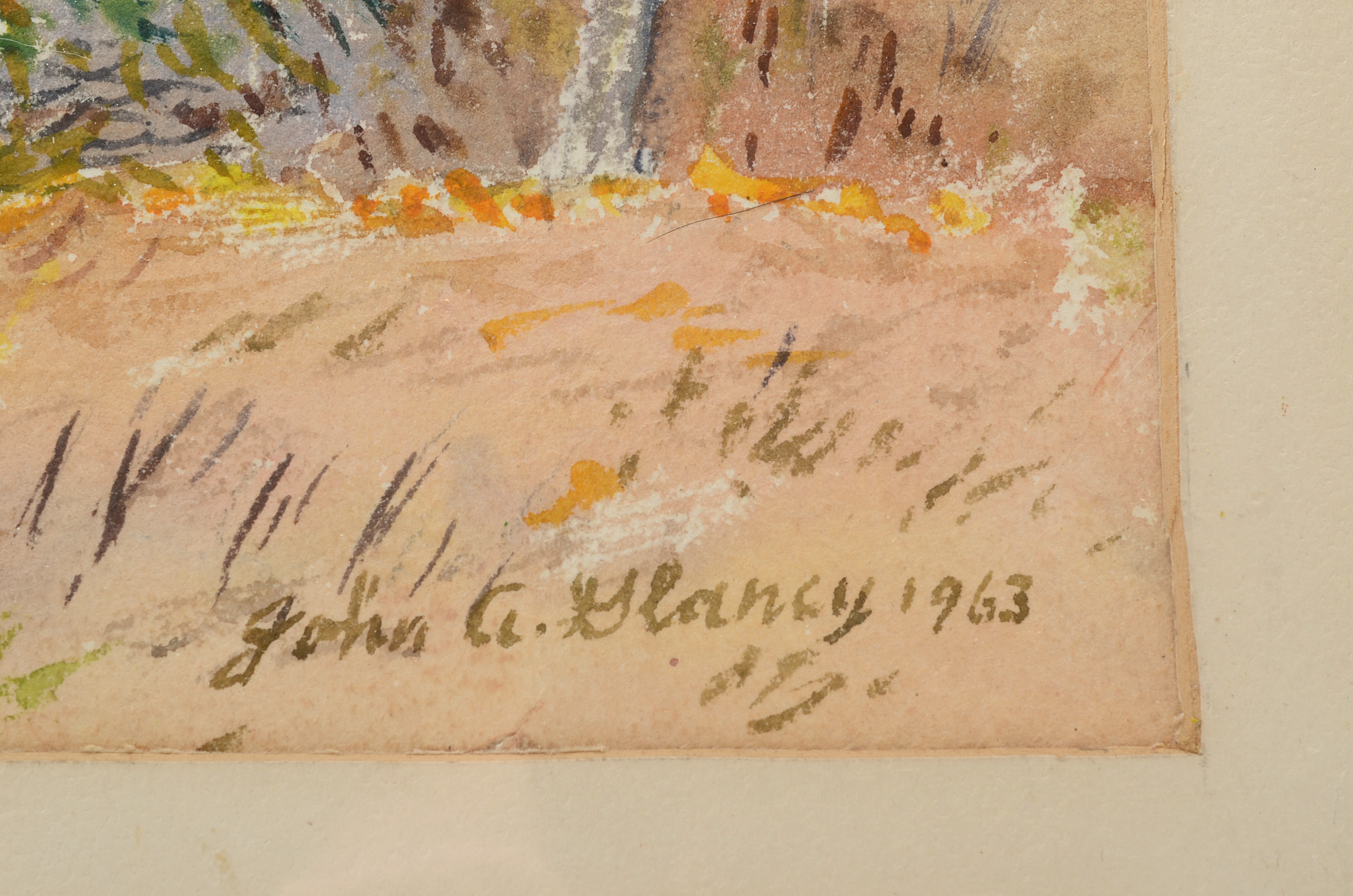 John Glancy 1963 Watercolor of A Covered Bridge