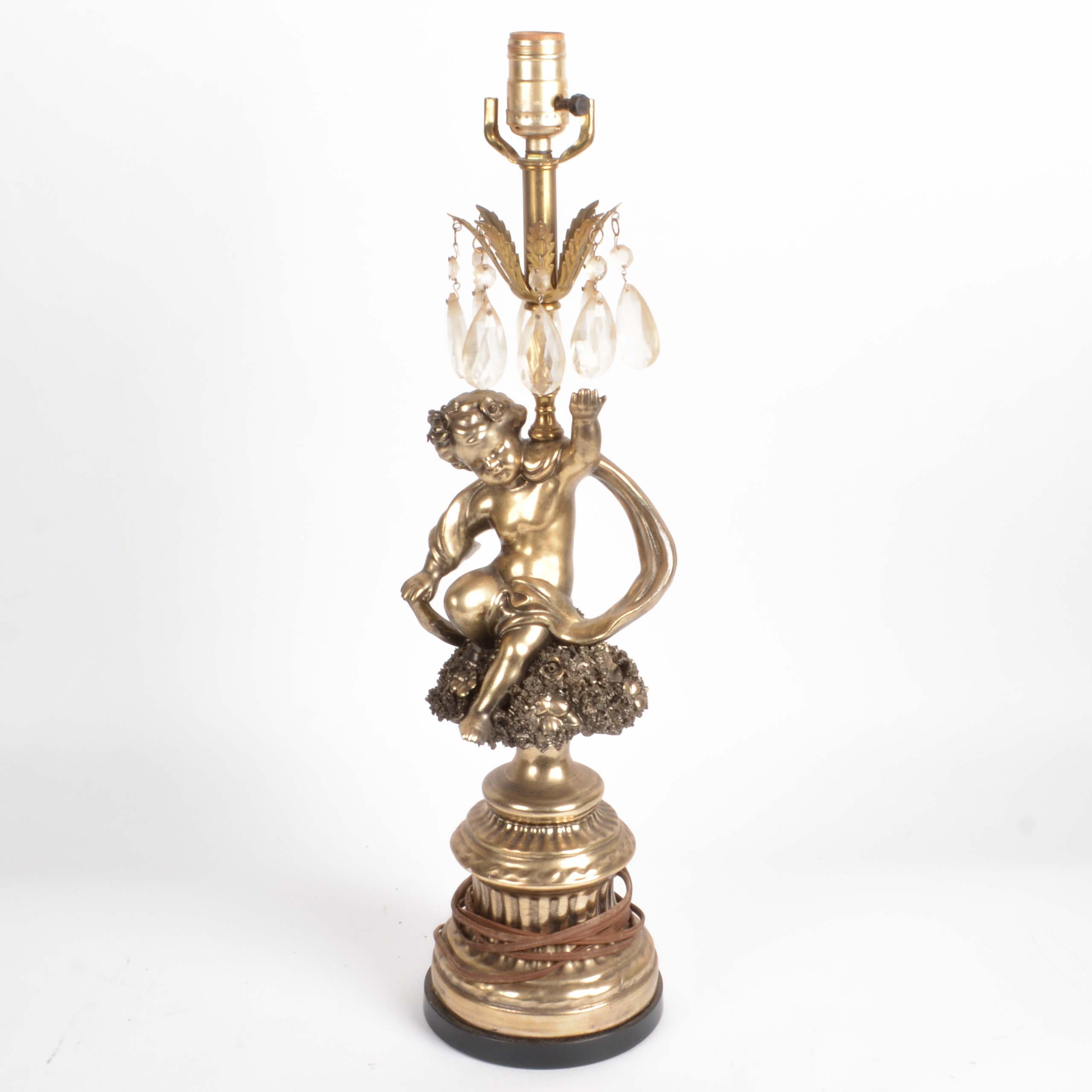 Vintage Brass Cherub Accent Lamp