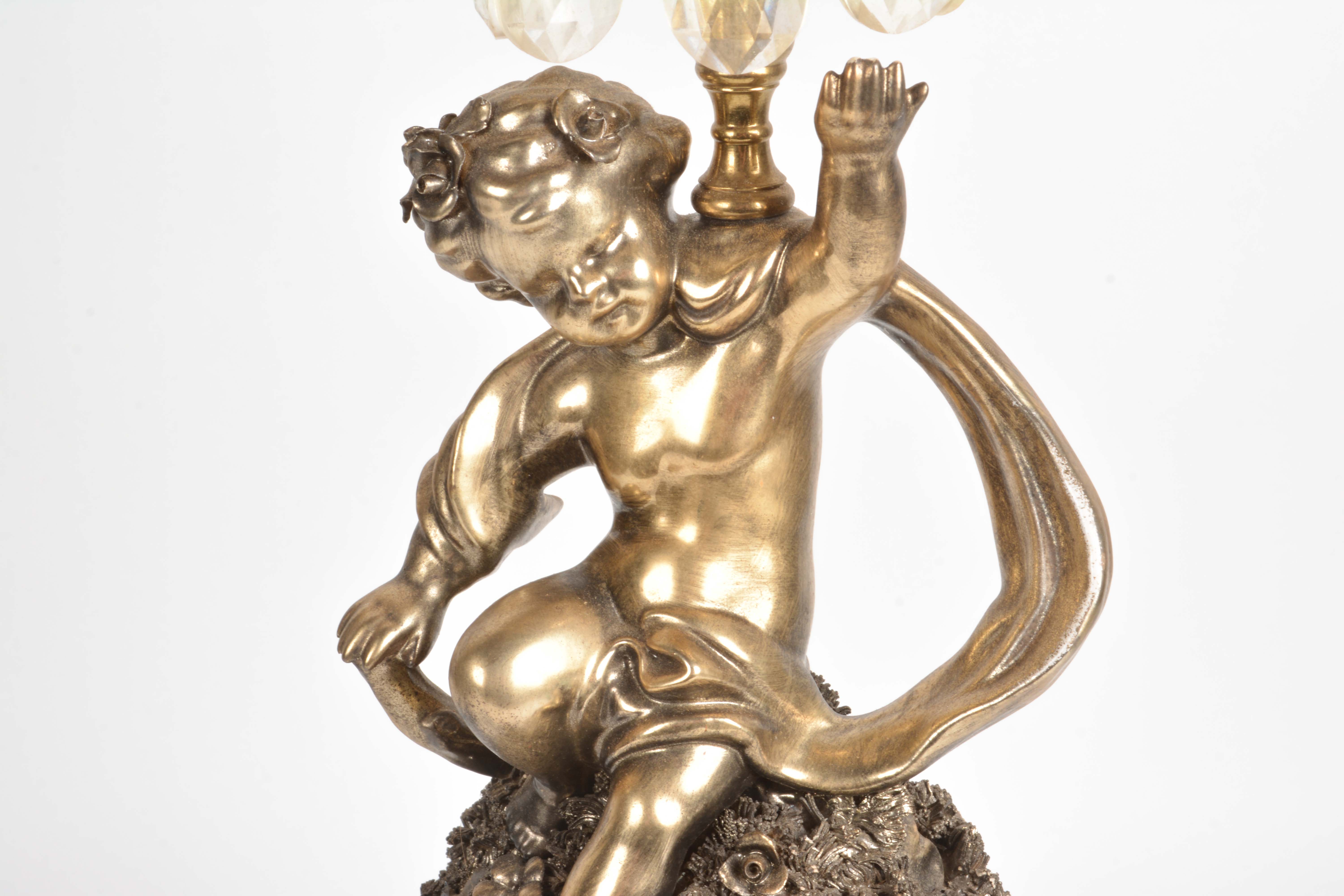 Vintage Brass Cherub Accent Lamp