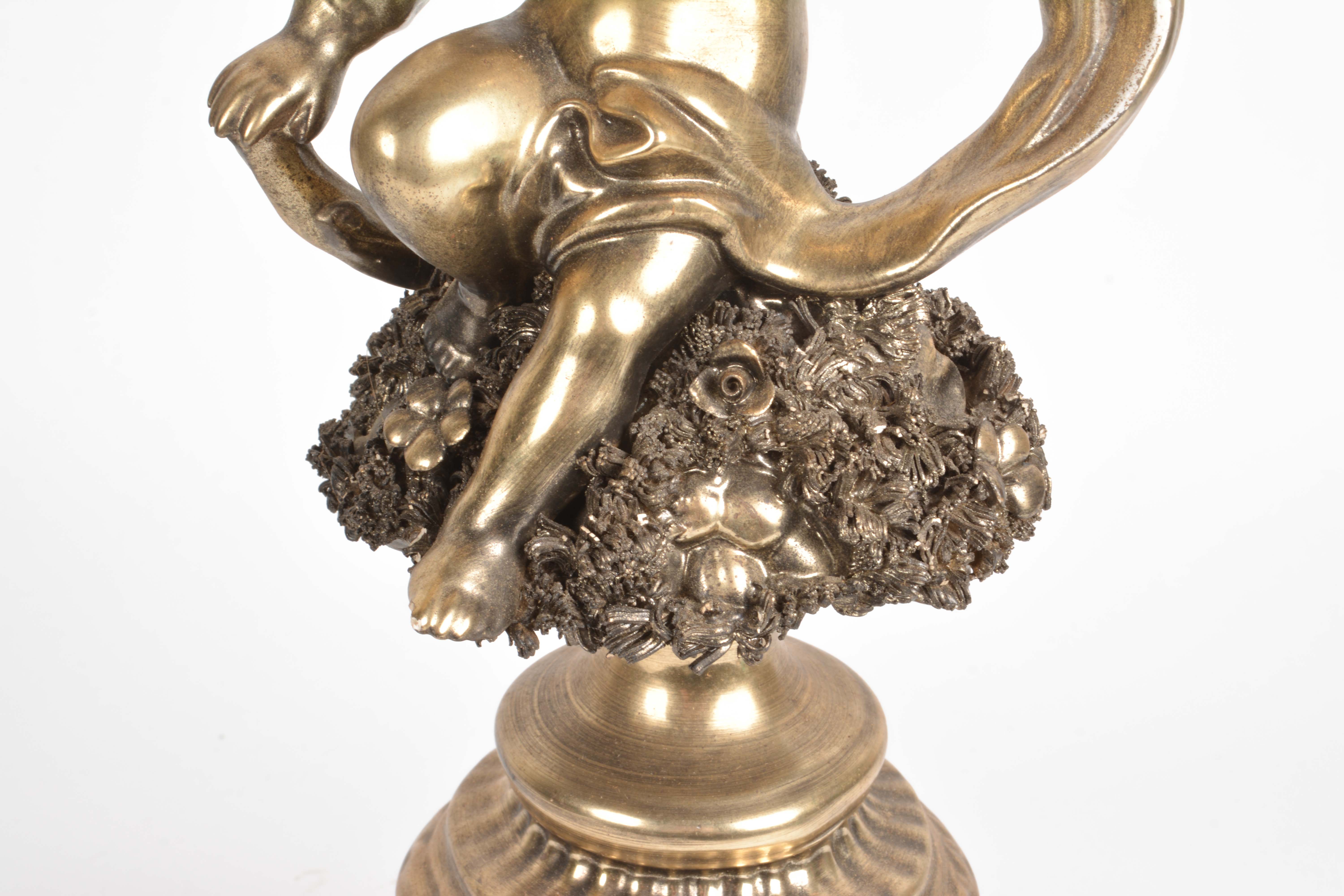 Vintage Brass Cherub Accent Lamp