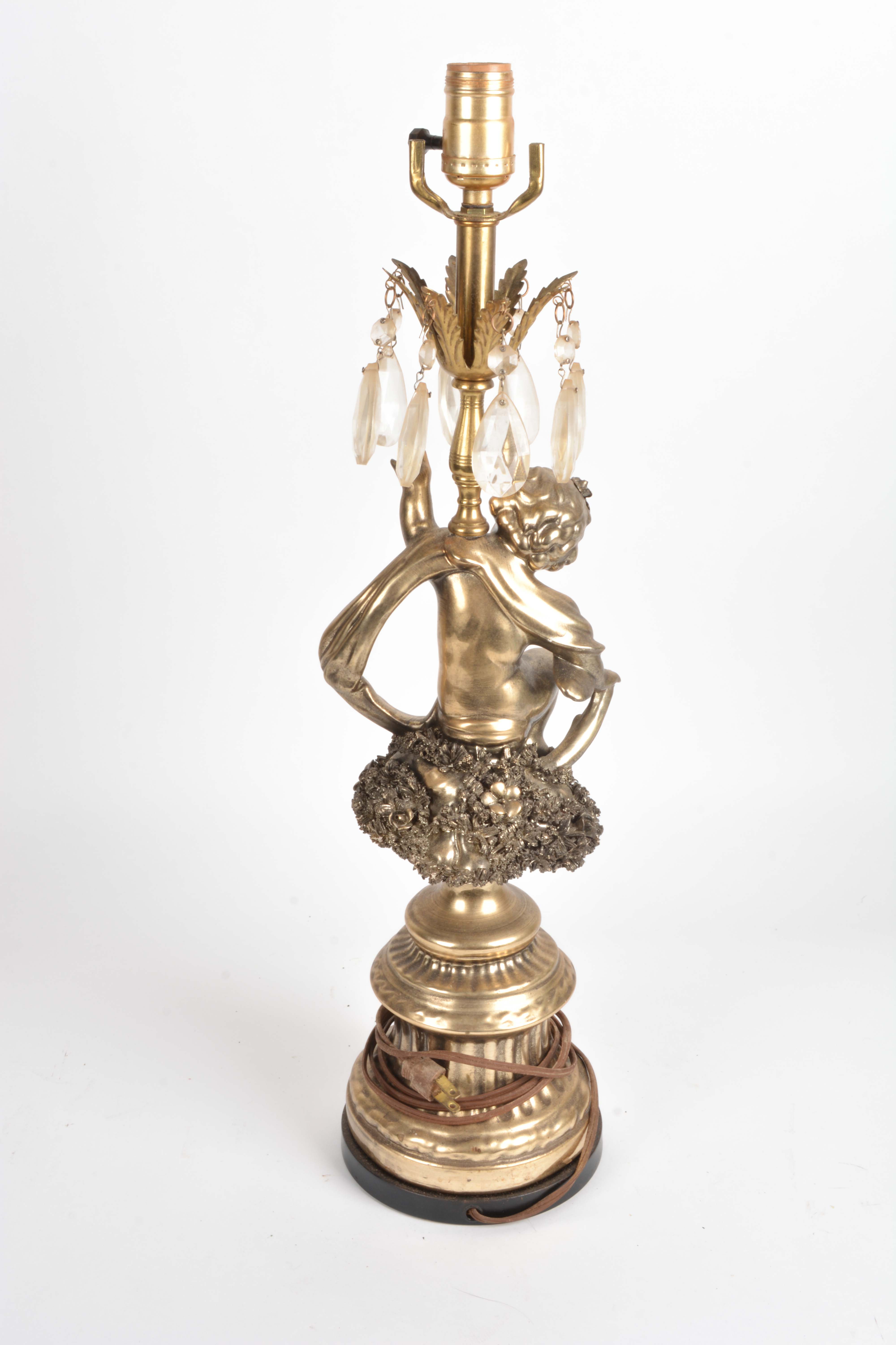 Vintage Brass Cherub Accent Lamp