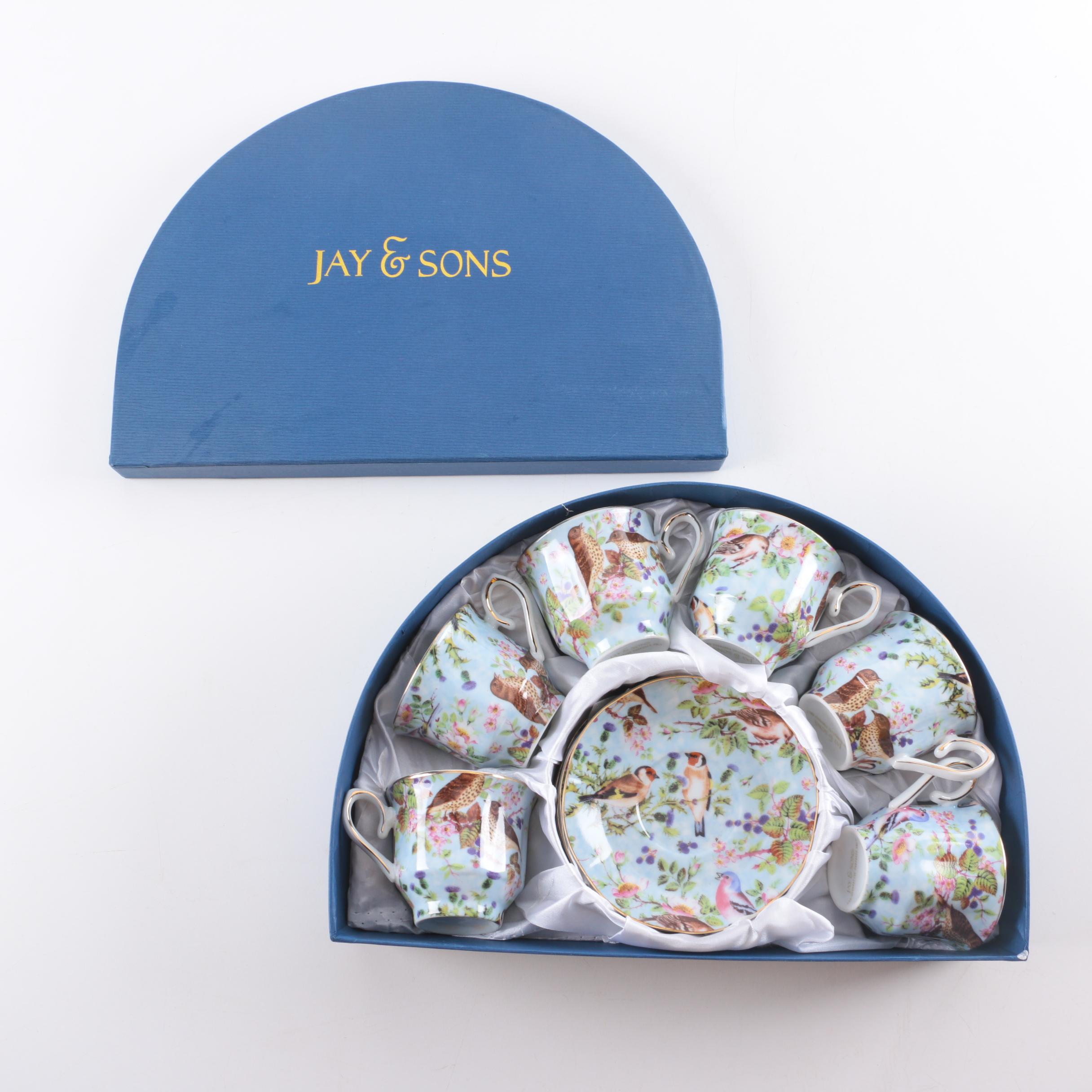 Jay & Sons Decorative Porcelain Demitasse Cups and Saucers