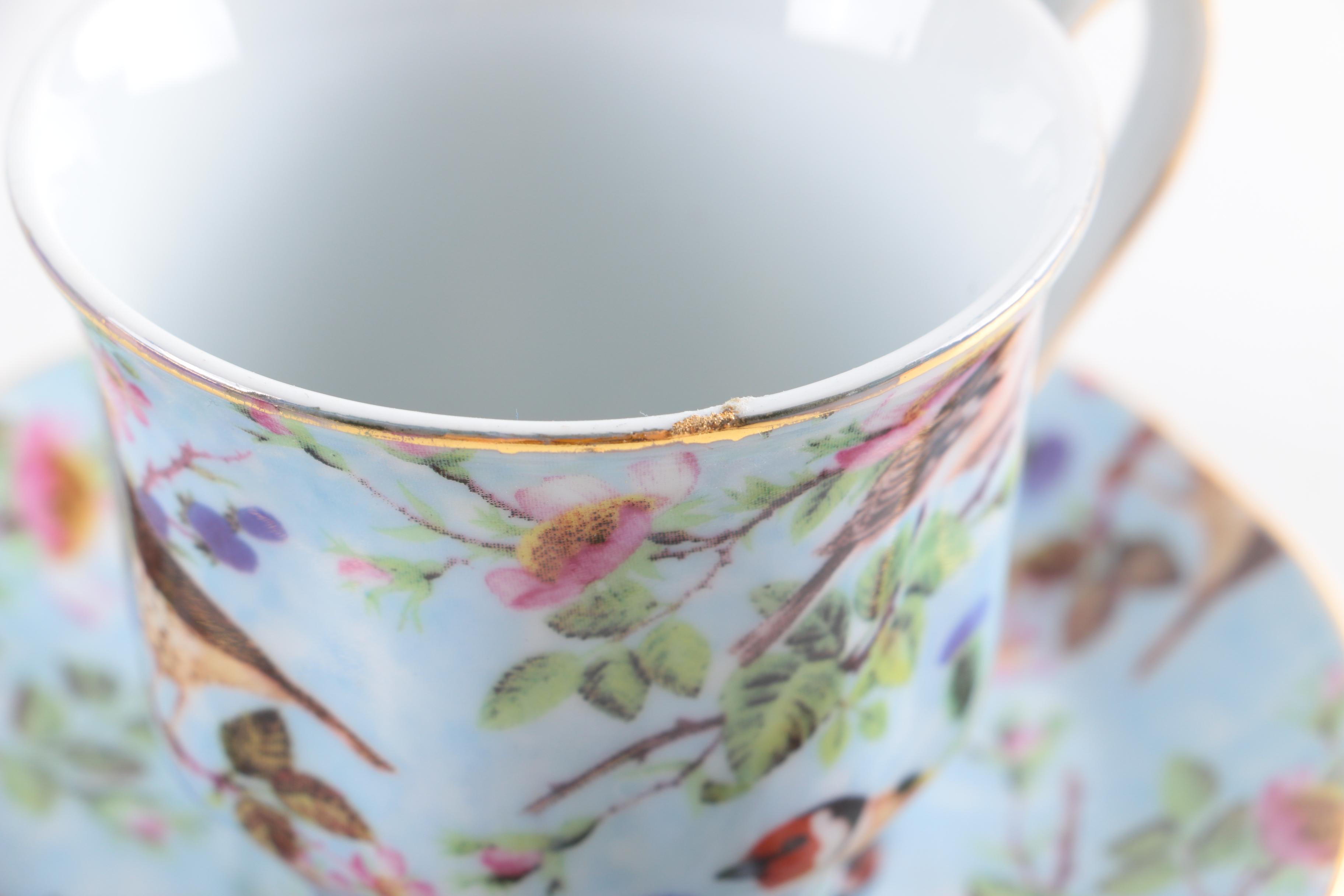 Jay & Sons Decorative Porcelain Demitasse Cups and Saucers