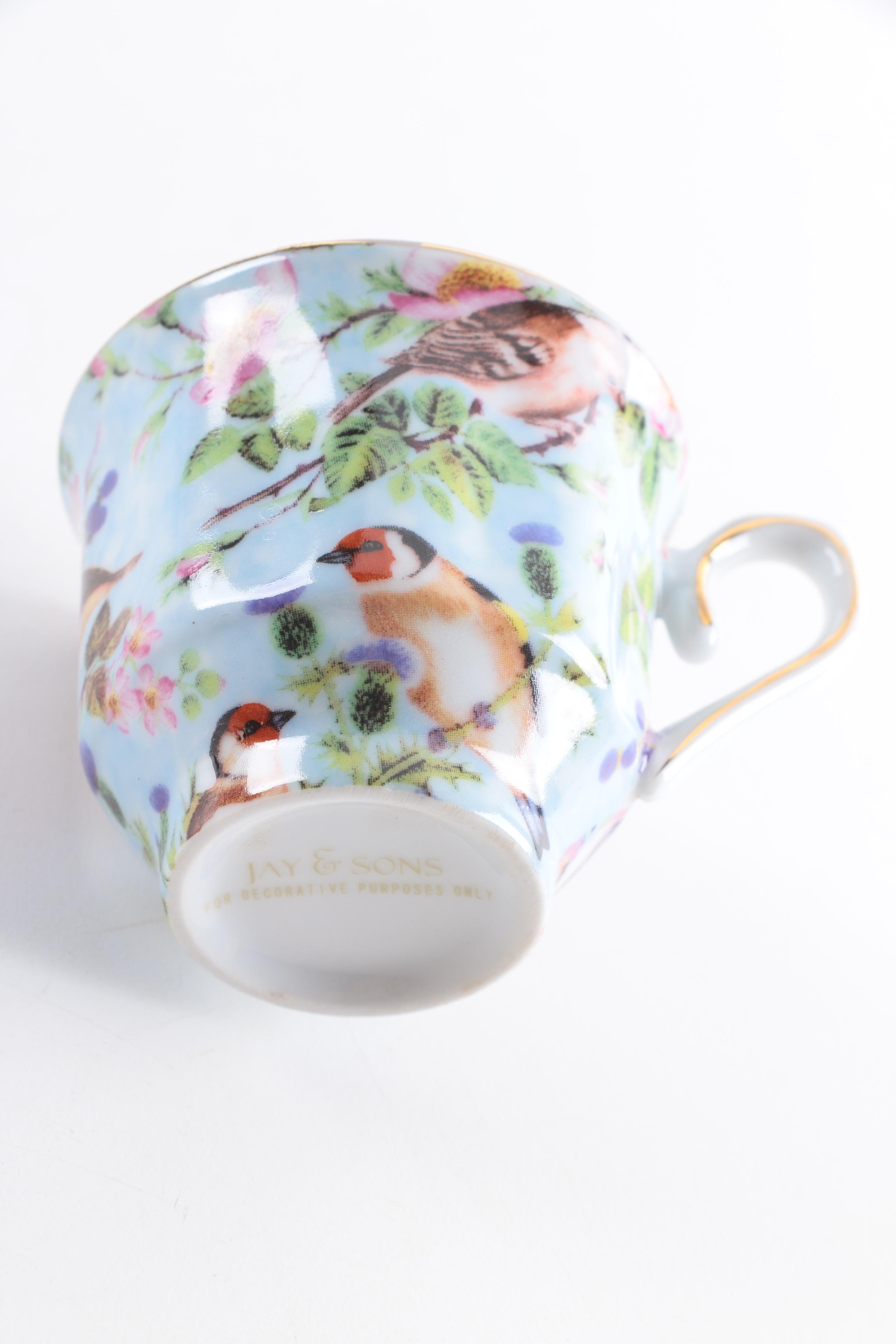 Jay & Sons Decorative Porcelain Demitasse Cups and Saucers