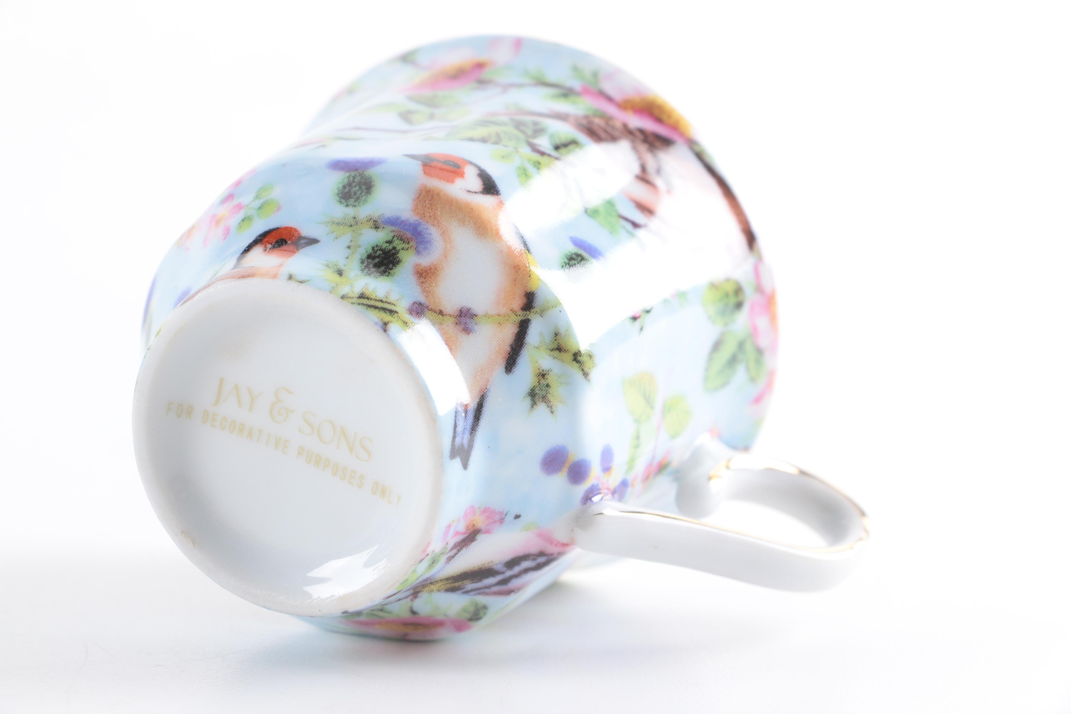 Jay & Sons Decorative Porcelain Demitasse Cups and Saucers