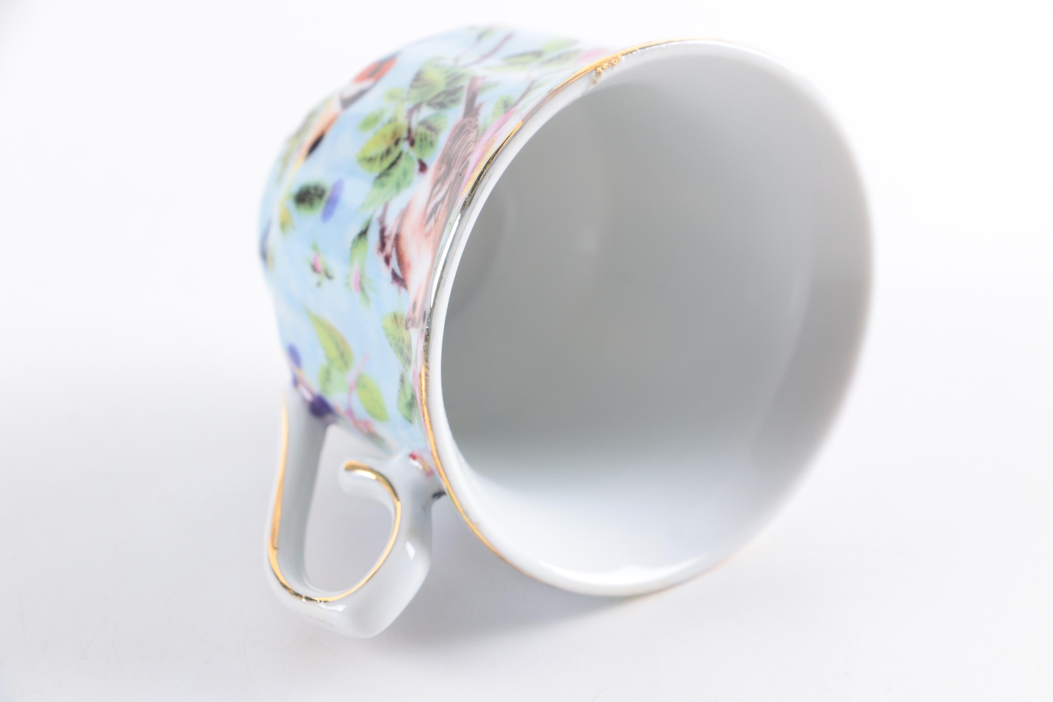 Jay & Sons Decorative Porcelain Demitasse Cups and Saucers