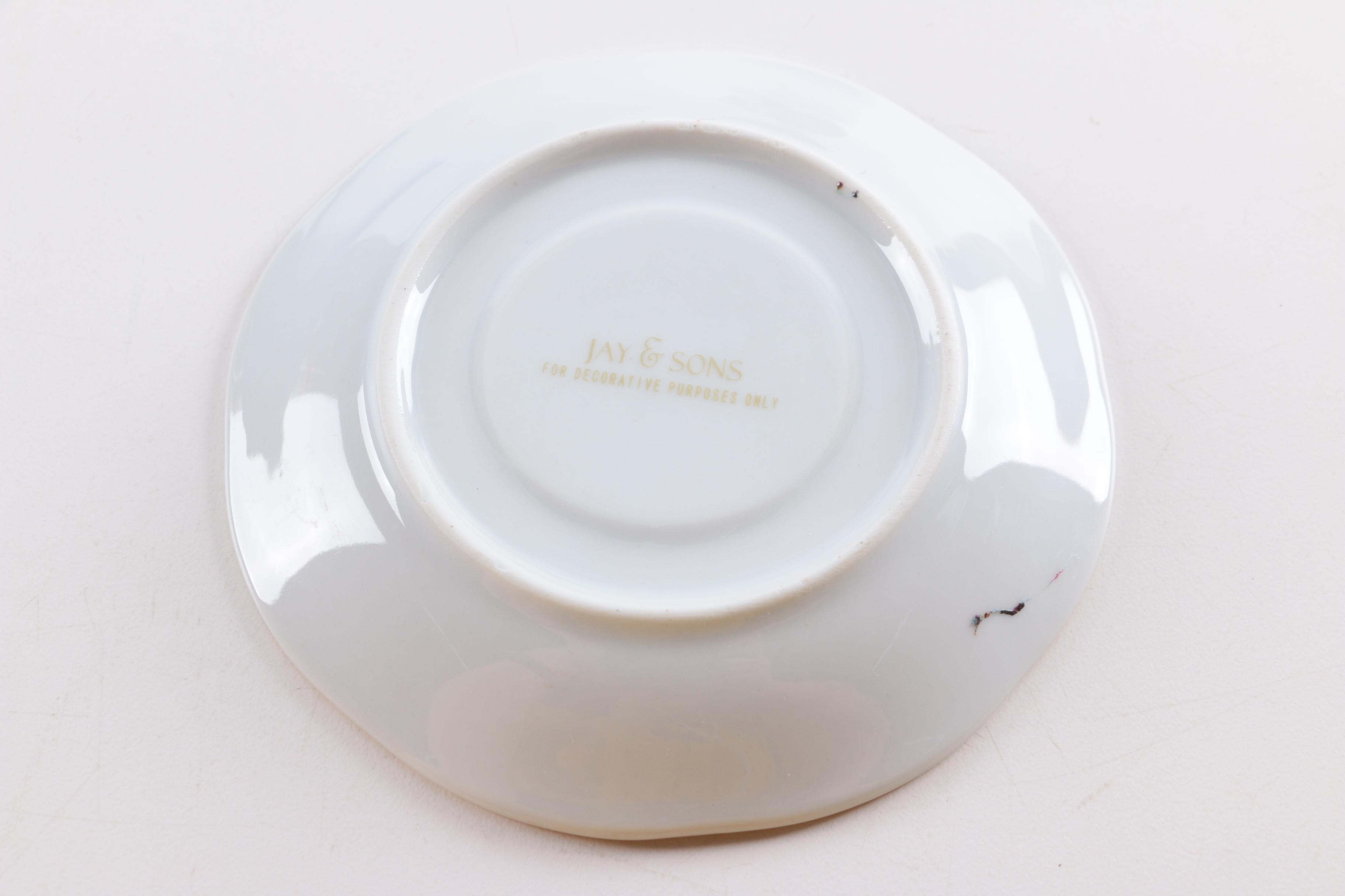 Jay & Sons Decorative Porcelain Demitasse Cups and Saucers