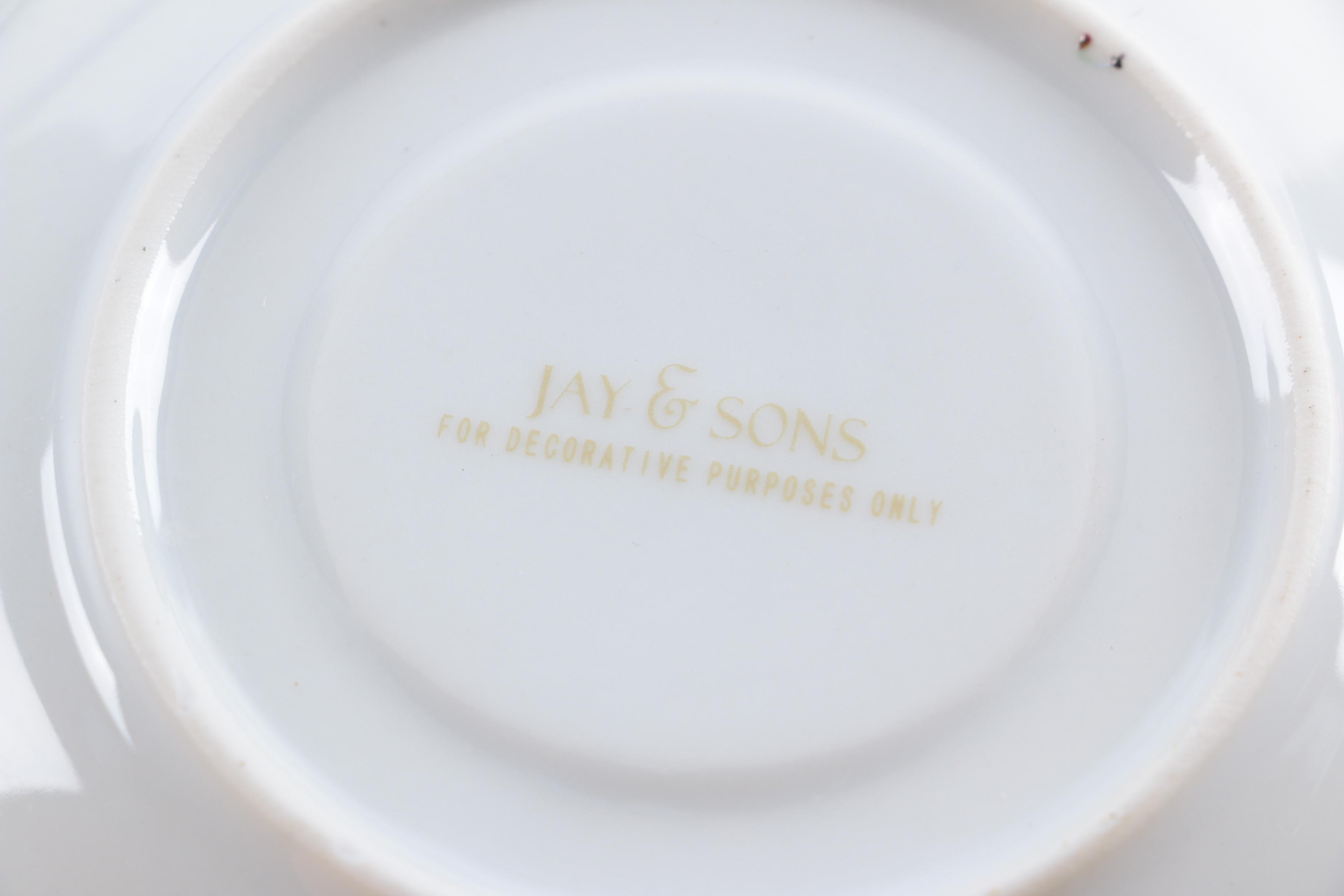Jay & Sons Decorative Porcelain Demitasse Cups and Saucers
