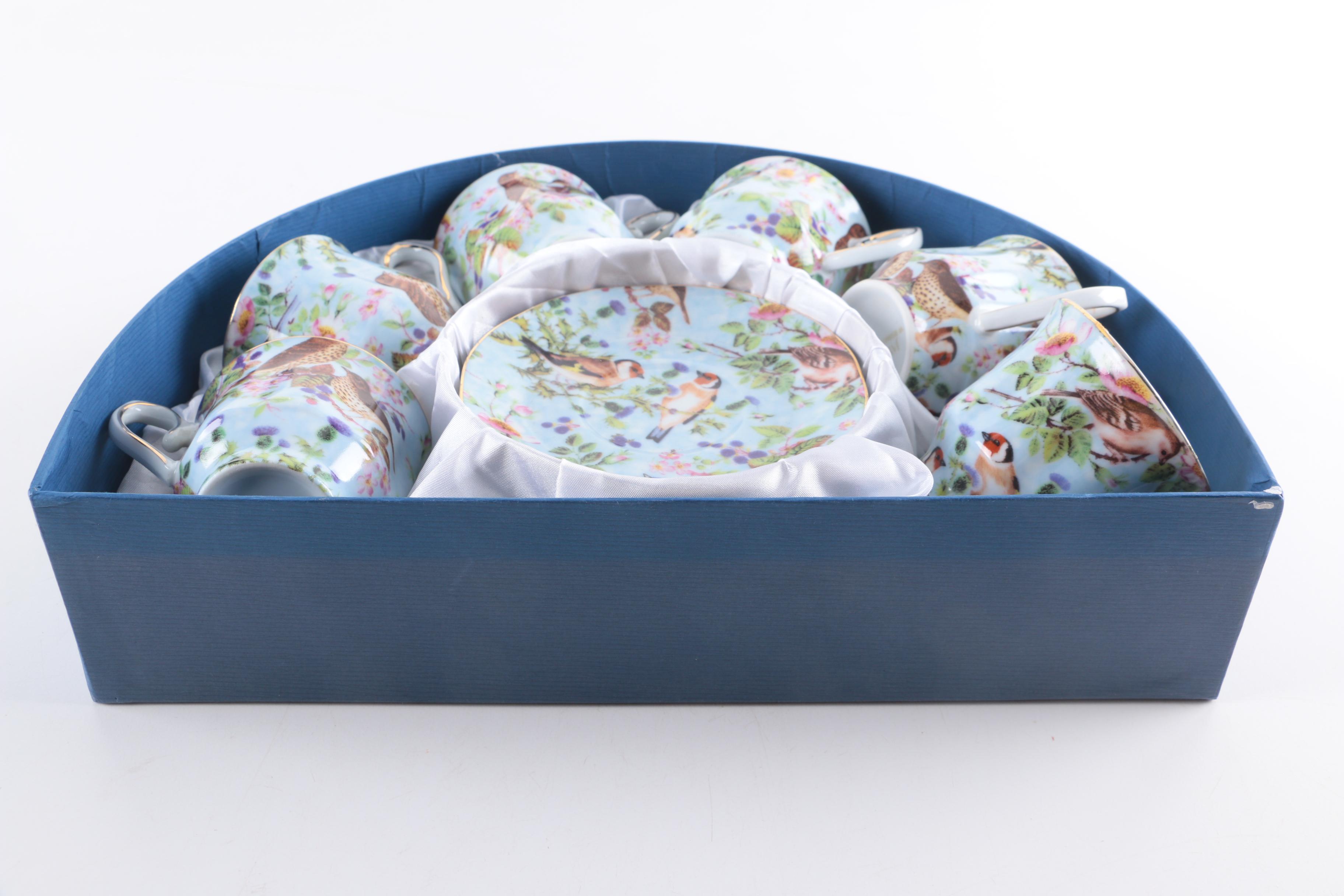 Jay & Sons Decorative Porcelain Demitasse Cups and Saucers