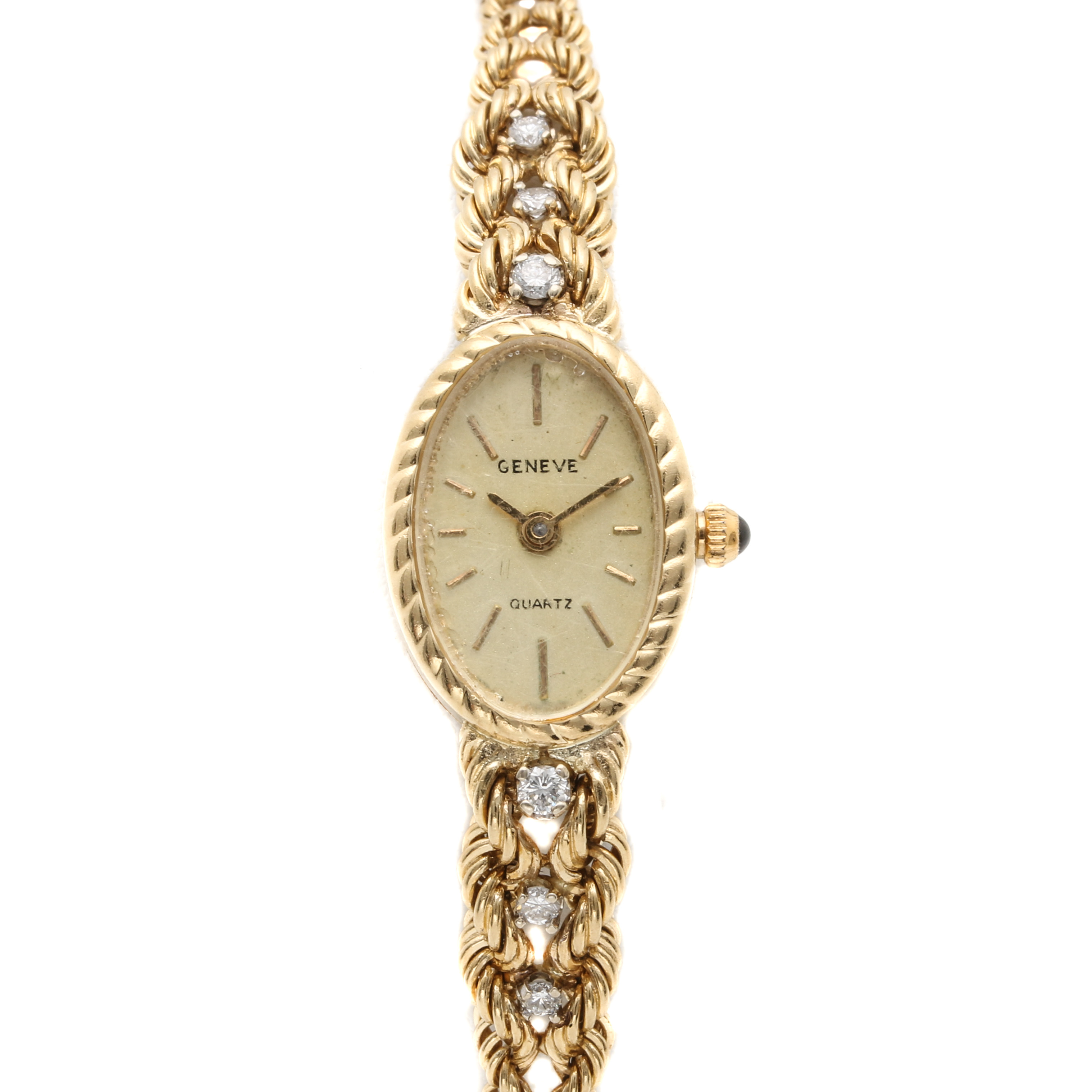 Geneve Quartz 14K Yellow Gold and Diamond Watch