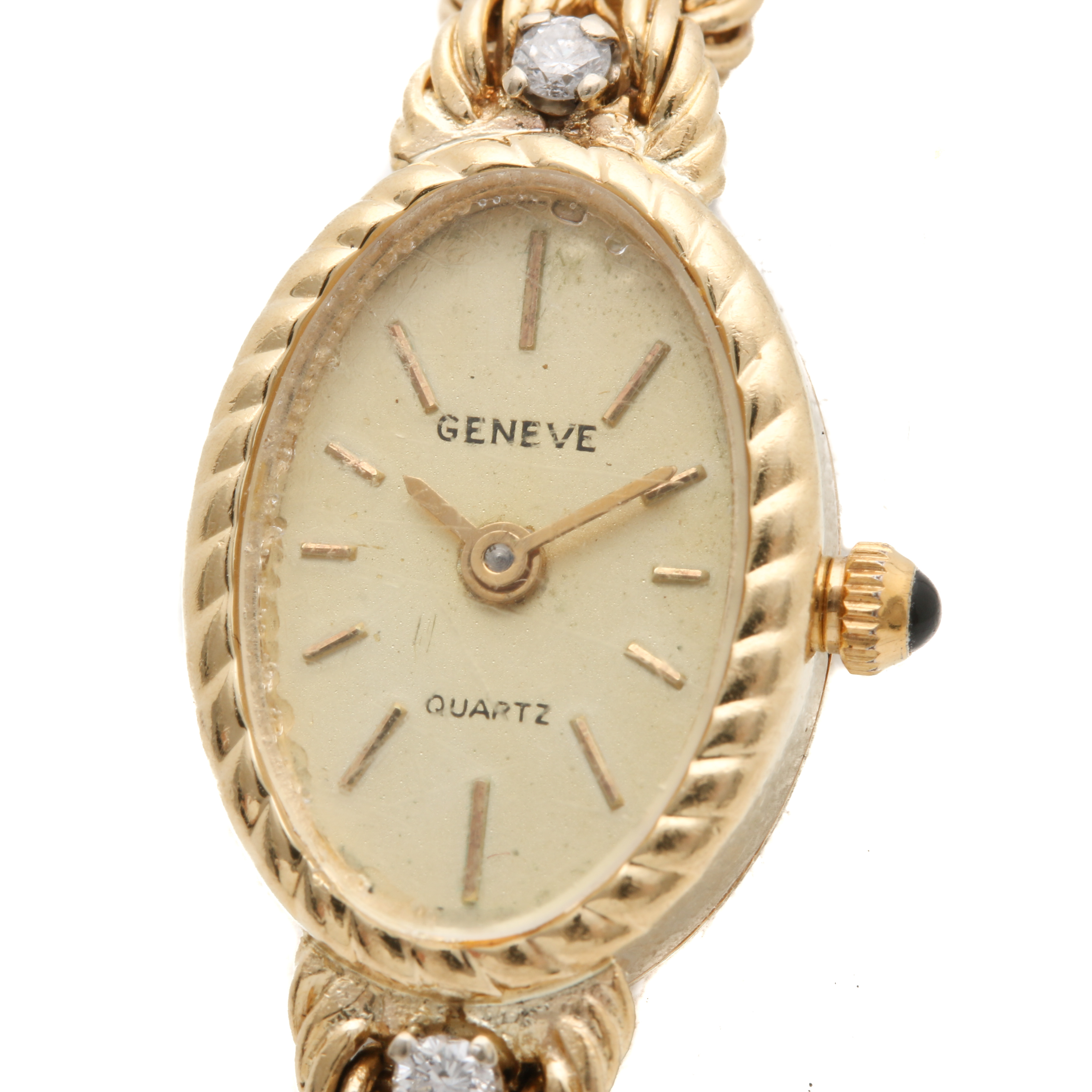 Geneve Quartz 14K Yellow Gold and Diamond Watch