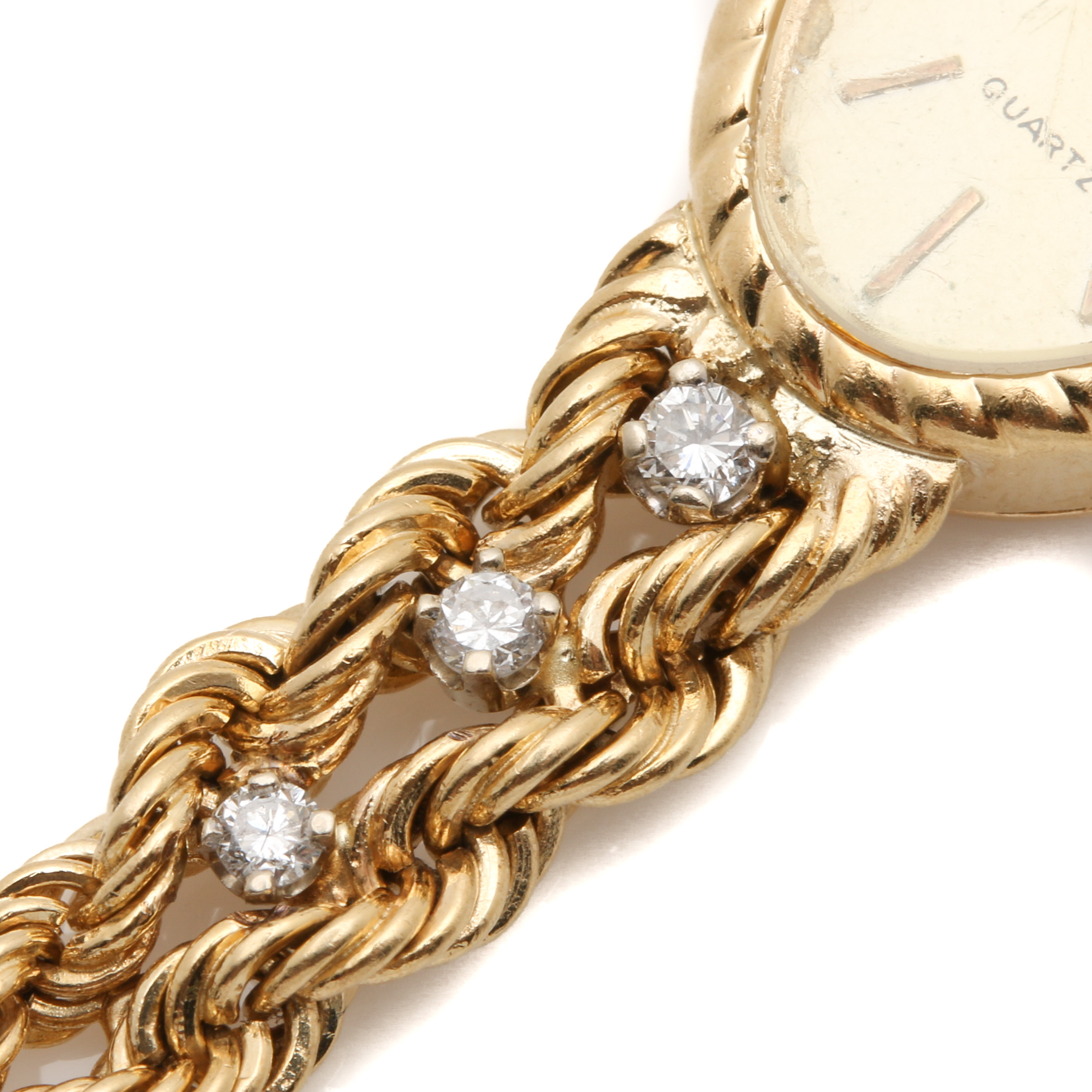 Geneve Quartz 14K Yellow Gold and Diamond Watch
