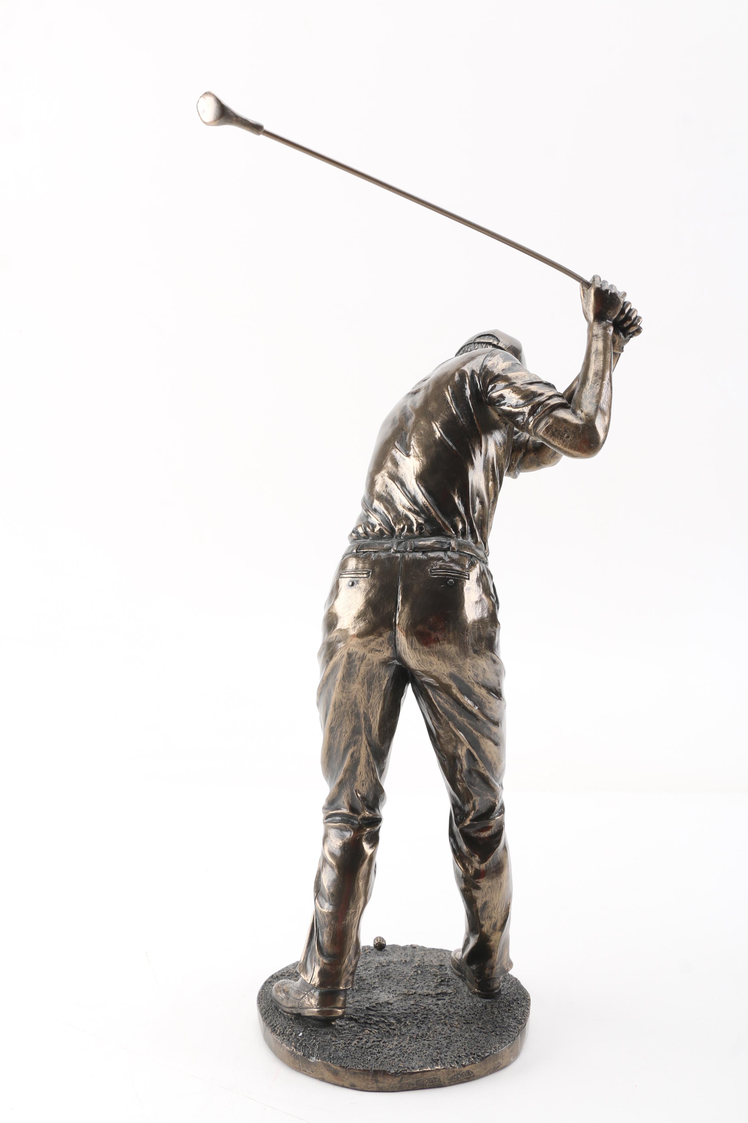 Golfer Figurine and Decorative Clock