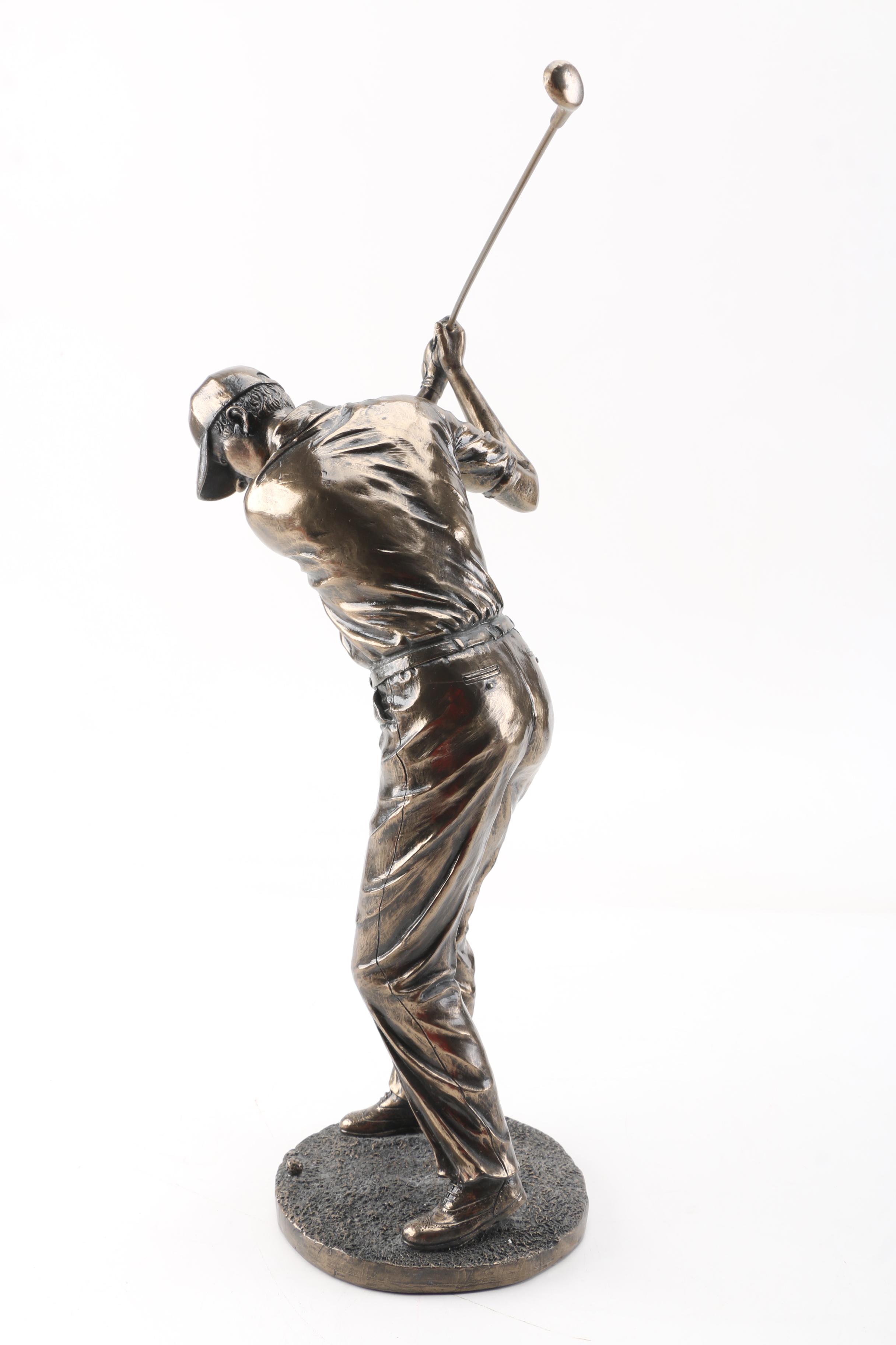 Golfer Figurine and Decorative Clock