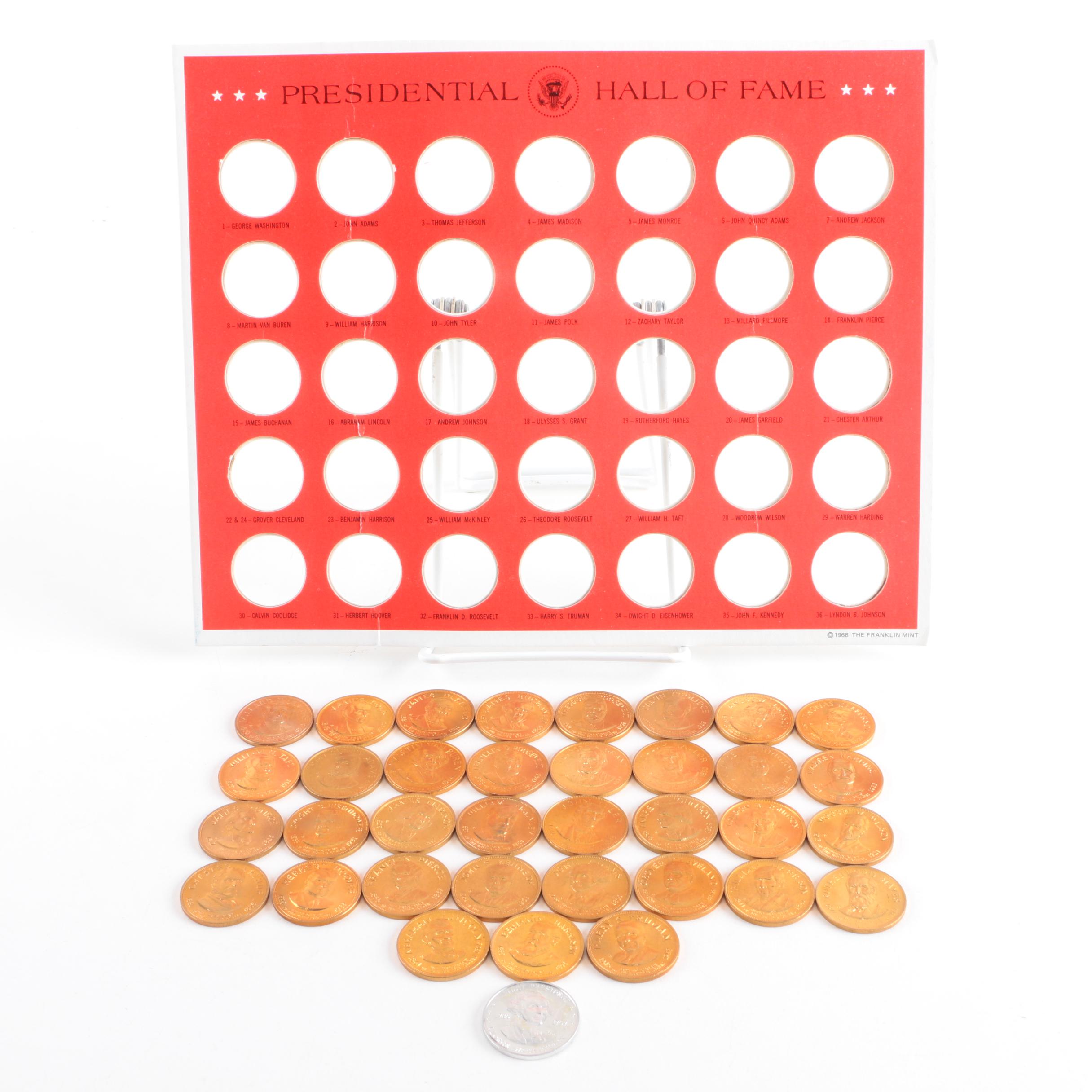 1968 Franklin Mint Issued Bronze Presidential Hall of Fame Medals