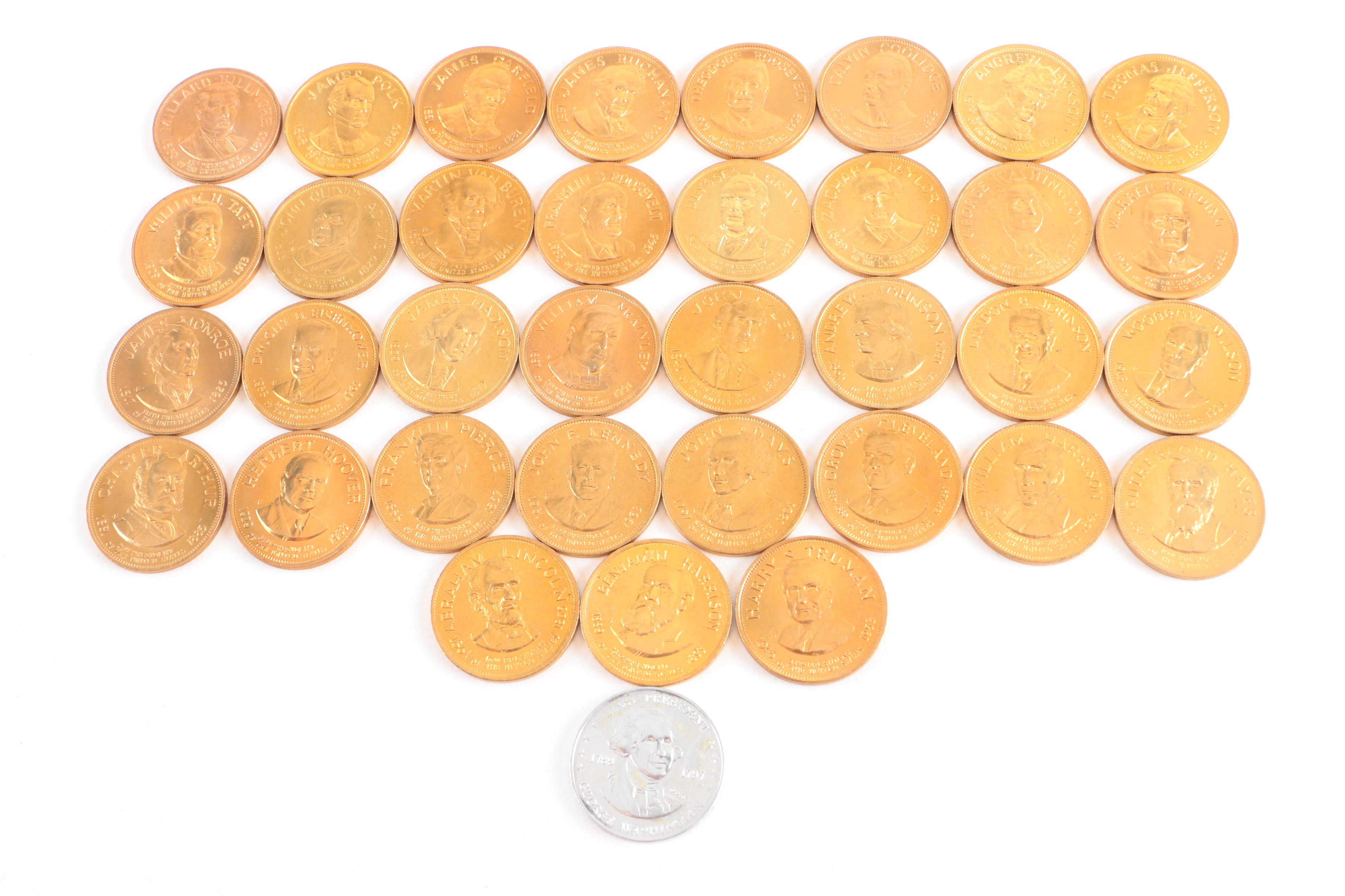 1968 Franklin Mint Issued Bronze Presidential Hall of Fame Medals