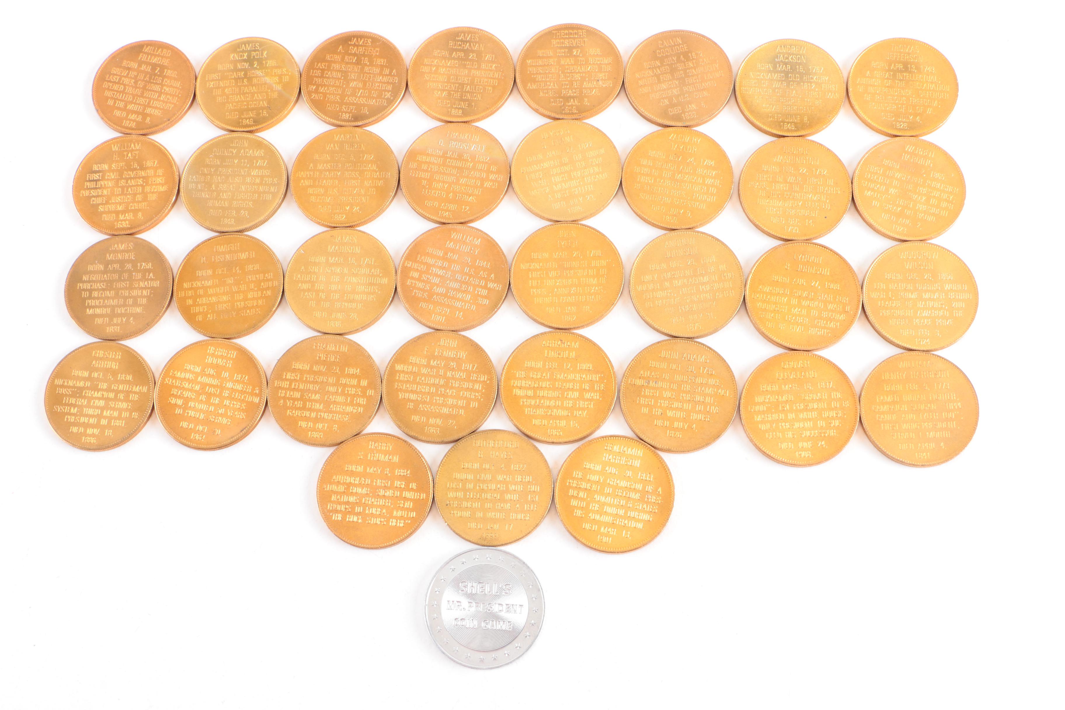 1968 Franklin Mint Issued Bronze Presidential Hall of Fame Medals