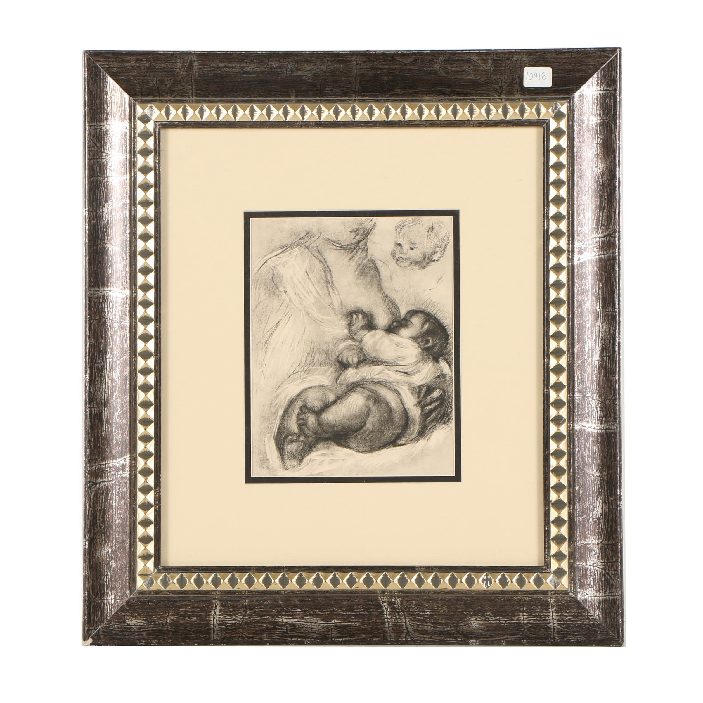 Mezzograph Print on Paper After Pierre-Auguste Renoir "Mere Allitiant"