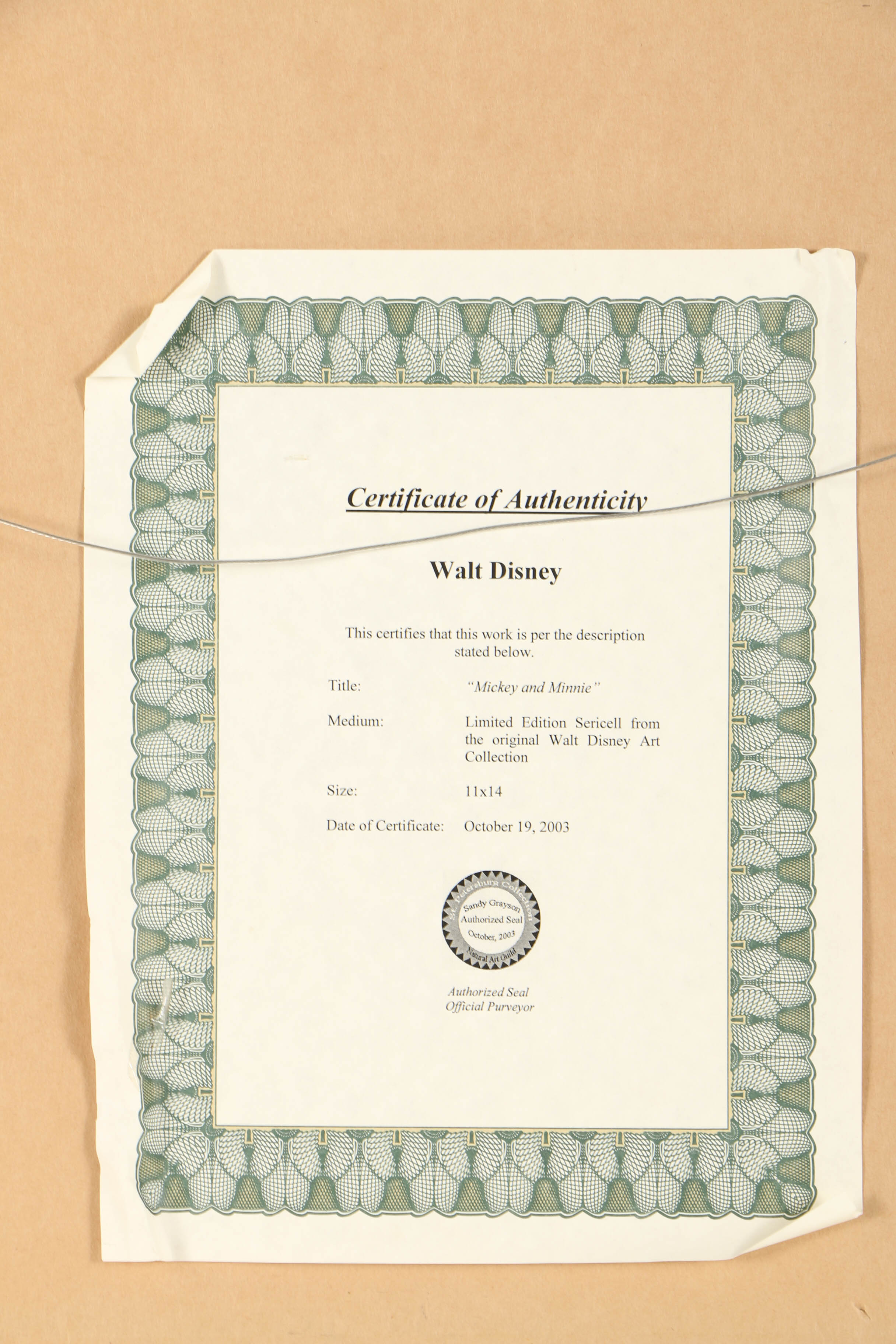 Disney Animation Sericel after a Still "Mickey's Surprise Party"