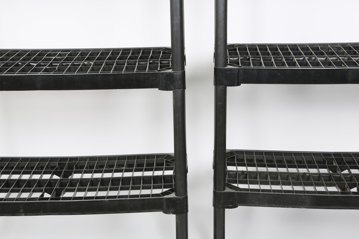 Pair of Black Plastic Storage Shelves