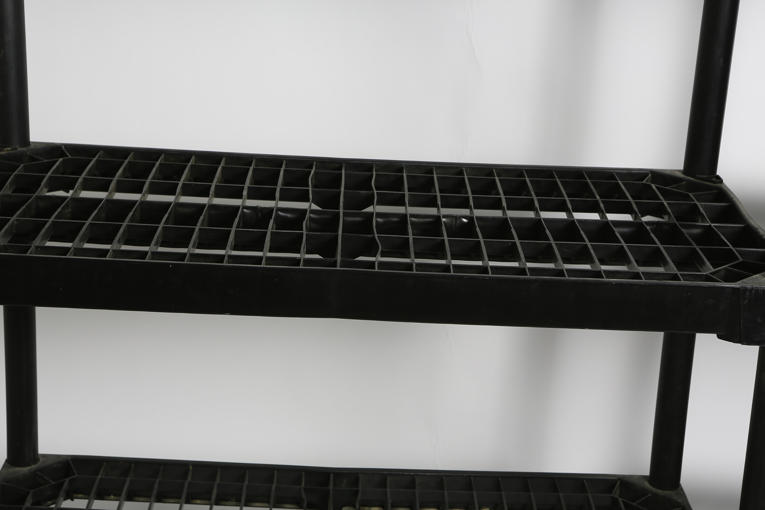 Pair of Black Plastic Storage Shelves