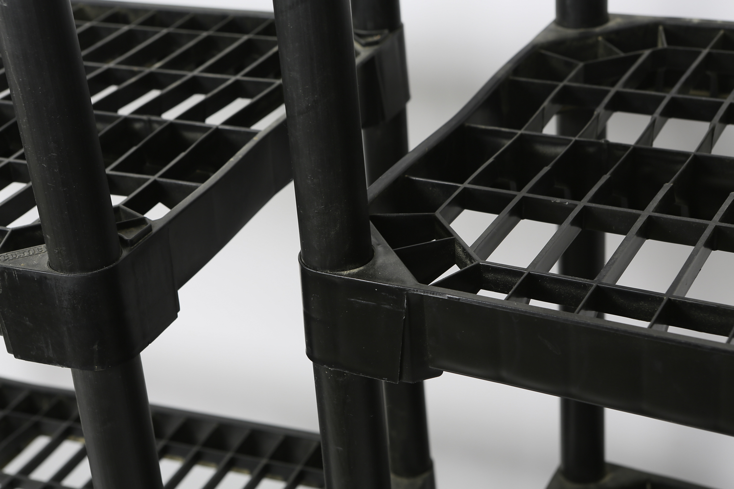 Pair of Black Plastic Storage Shelves