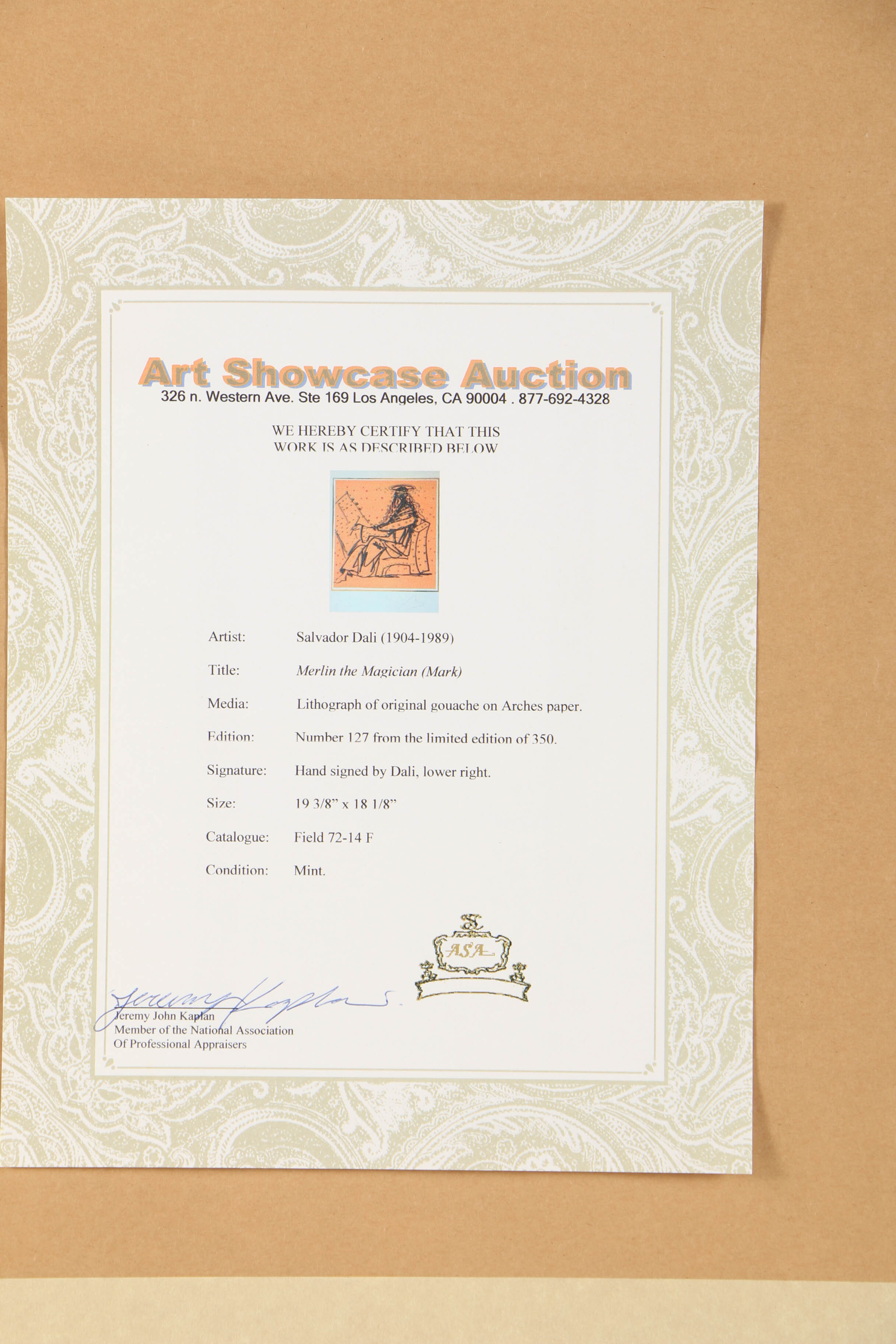 Salvador Dalí Lithograph "Mark (Merlin the Magician)"